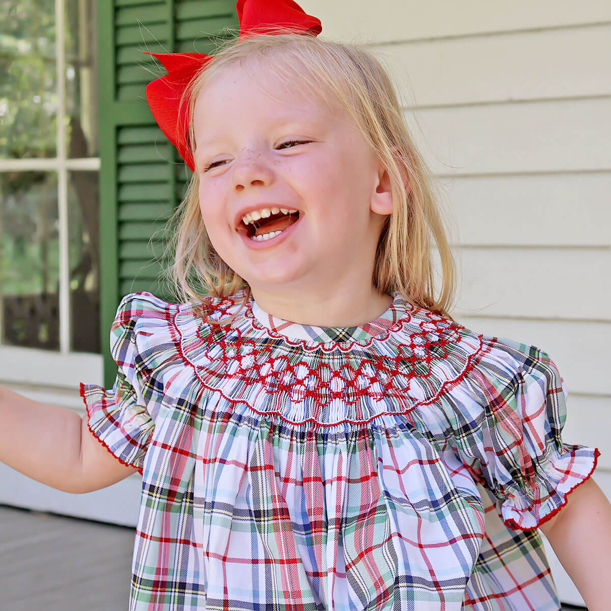 Douglas Plaid Smocked Bishop Dress - Image 2