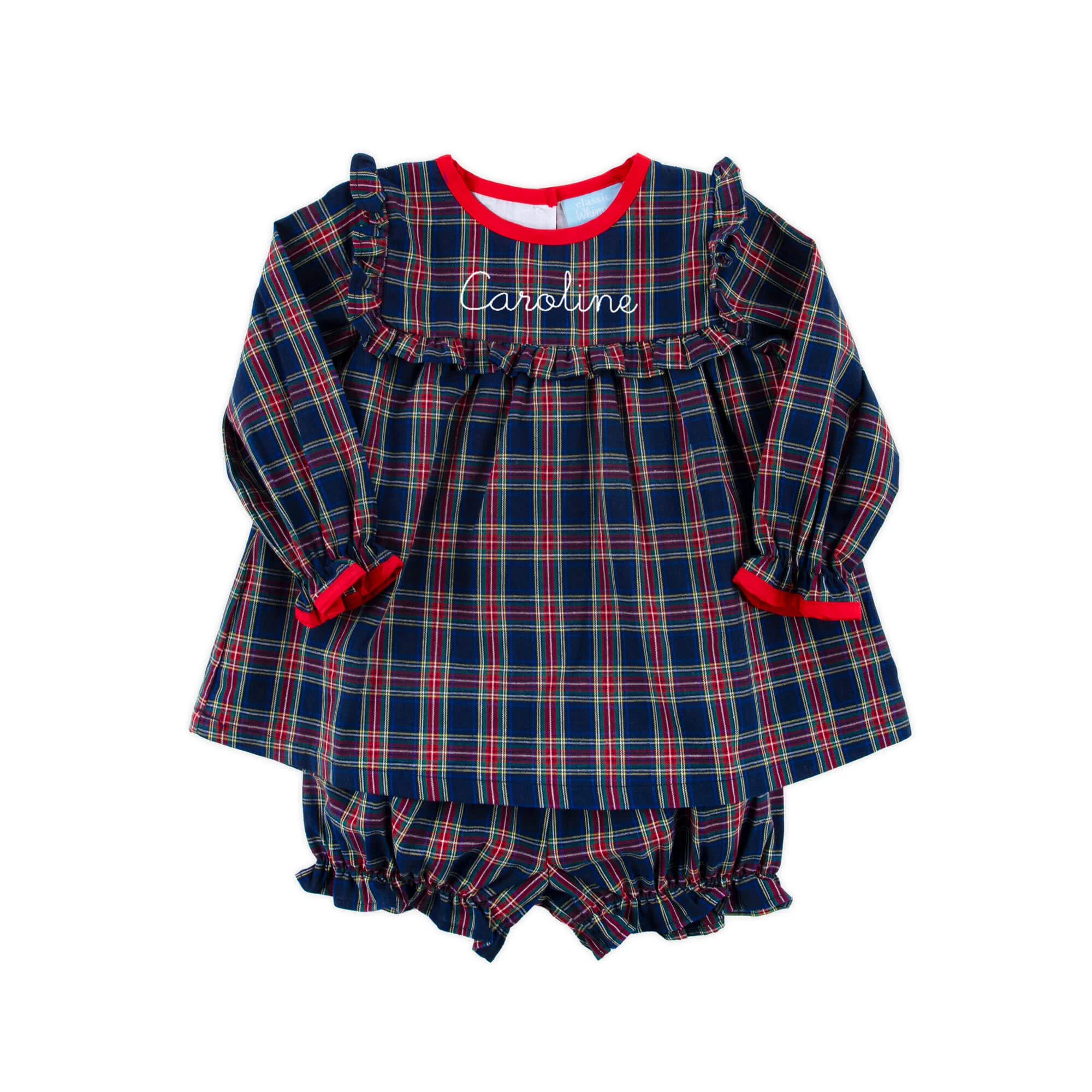 Dunbar Plaid Royal Hattie Bloomer Set - Image 2