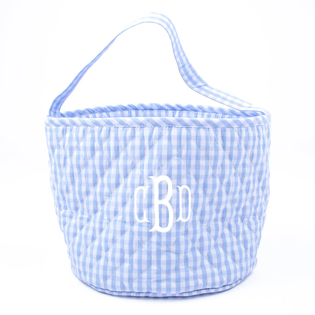 Easter Basket Bunny Applique Blue Gingham - Image 2