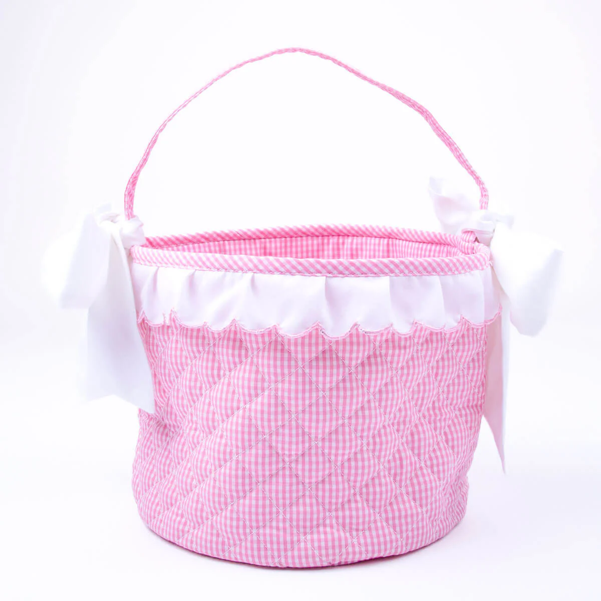 Easter Basket Scalloped Bunny Applique Pink Gingham - Image 4