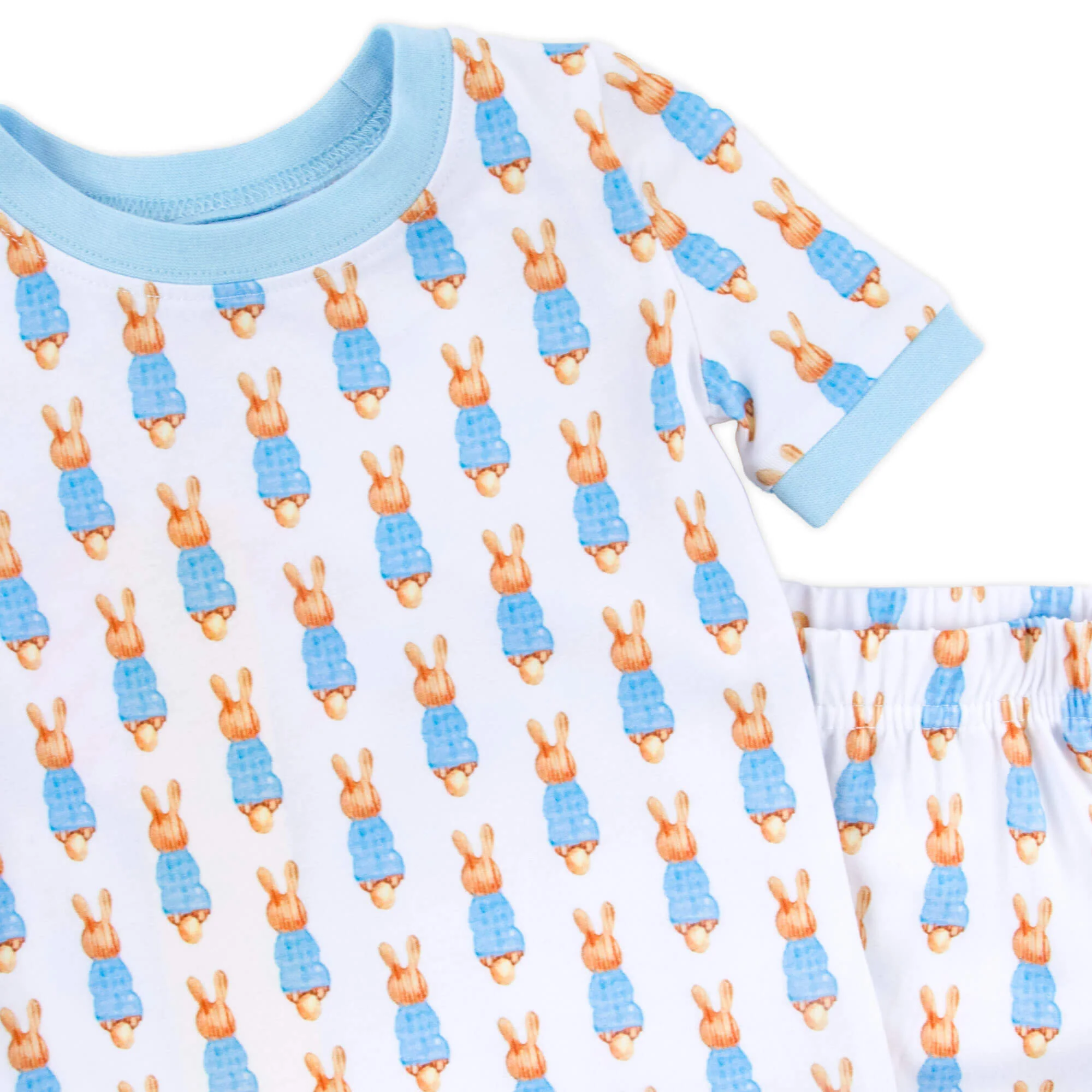 Gingham Storybook Bunnies Blue Pajamas - Image 3
