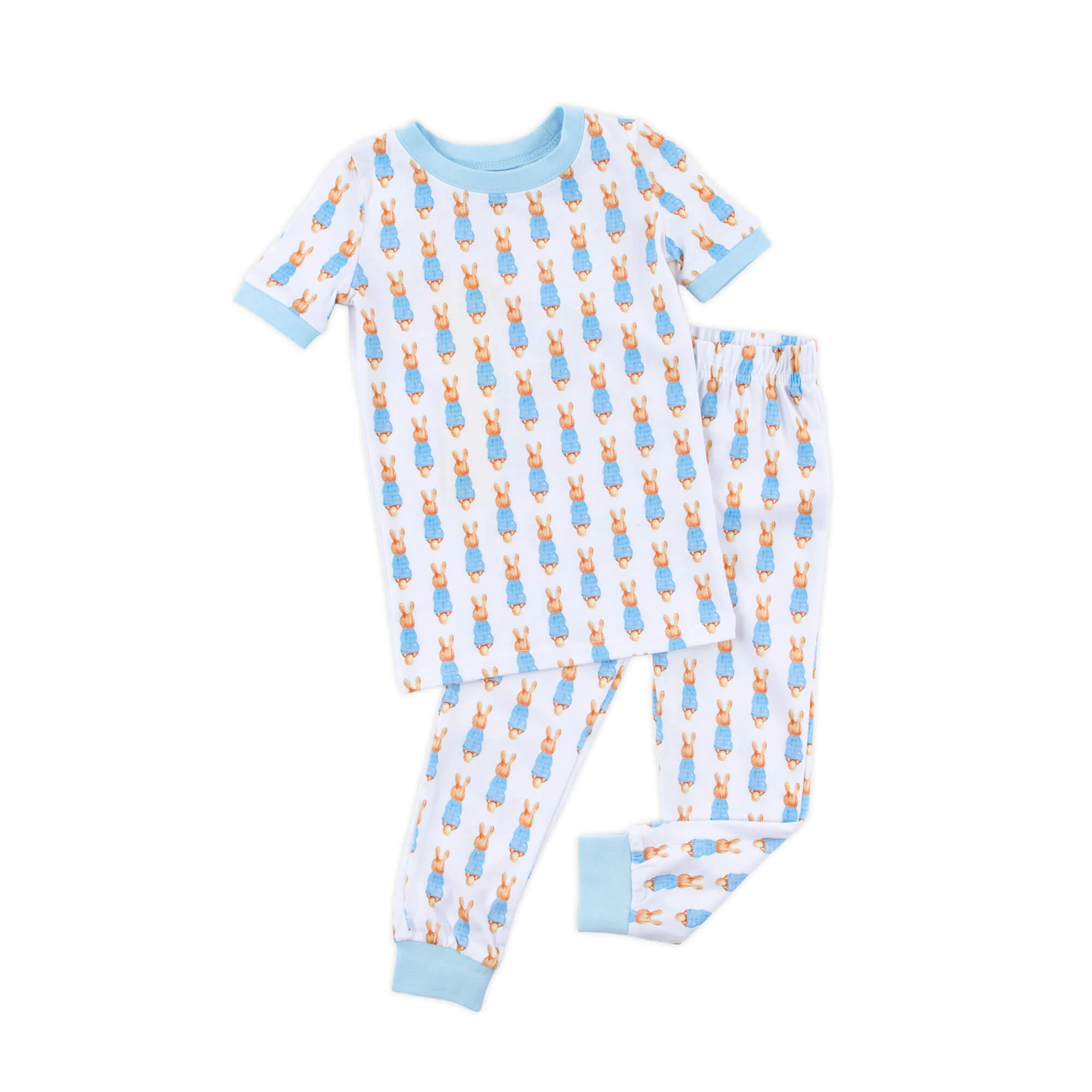 Gingham Storybook Bunnies Blue Pajamas - Image 5
