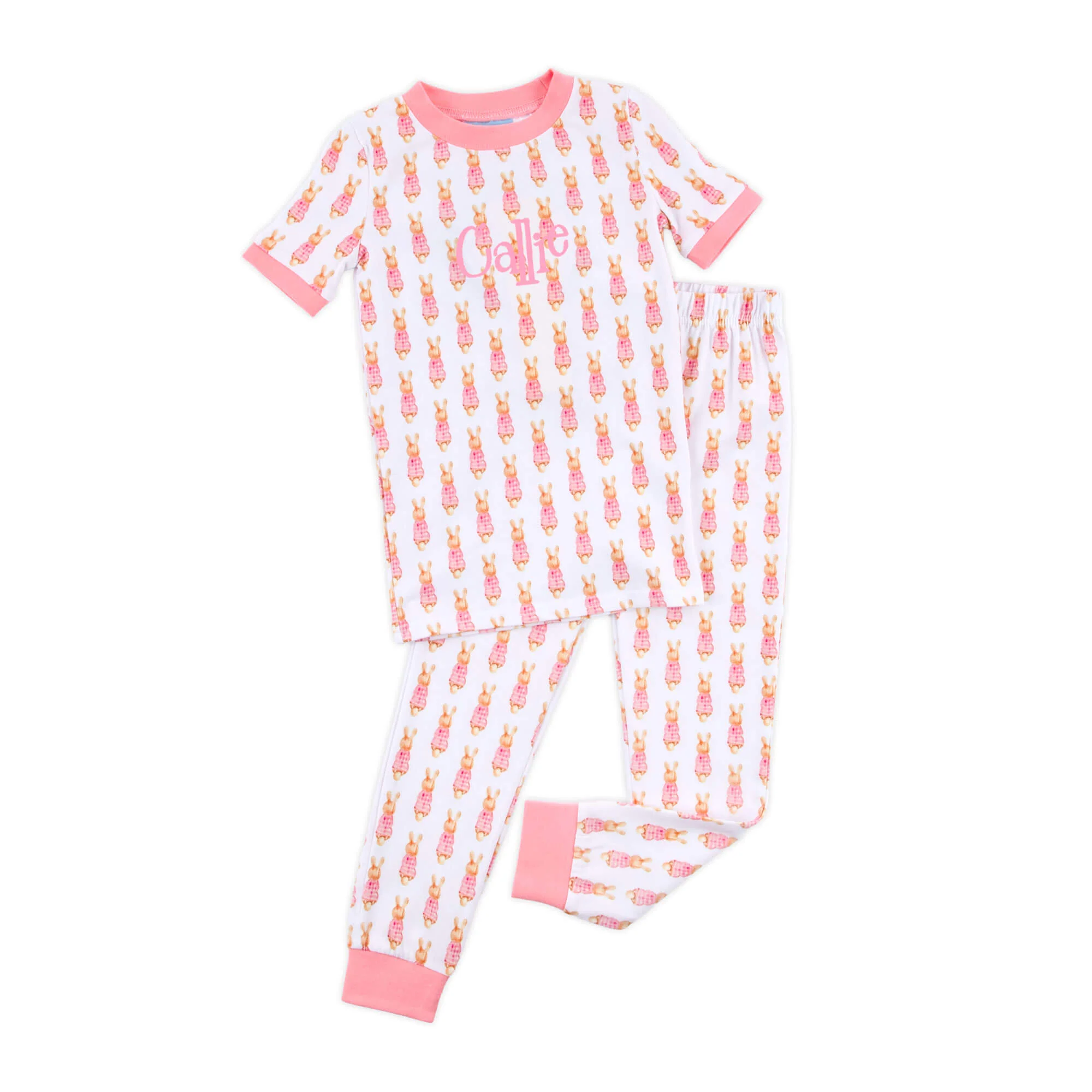 Gingham Storybook Bunnies Pink Pajamas - Image 2