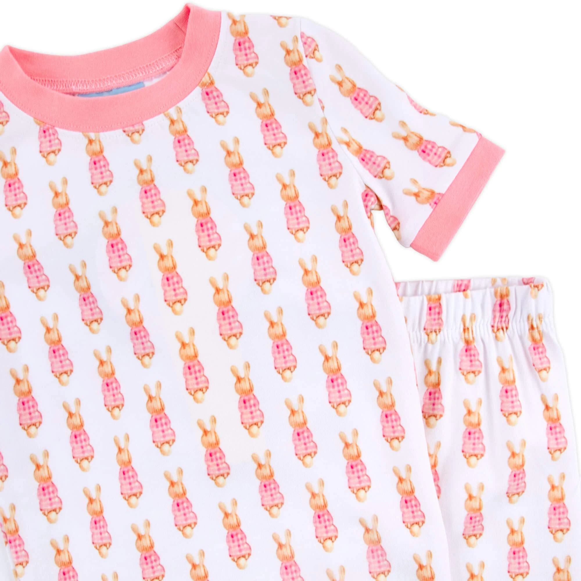 Gingham Storybook Bunnies Pink Pajamas - Image 3
