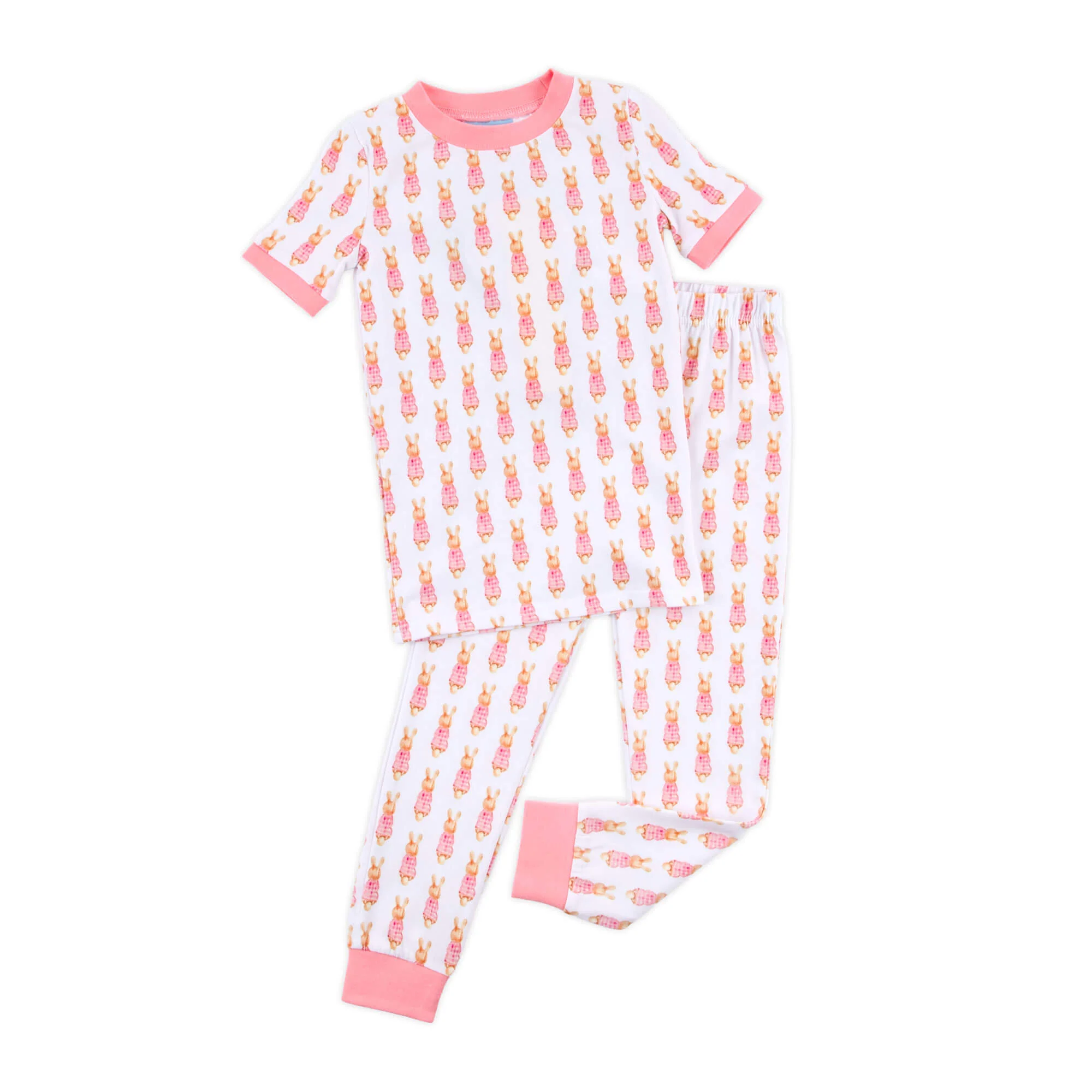 Gingham Storybook Bunnies Pink Pajamas - Image 5