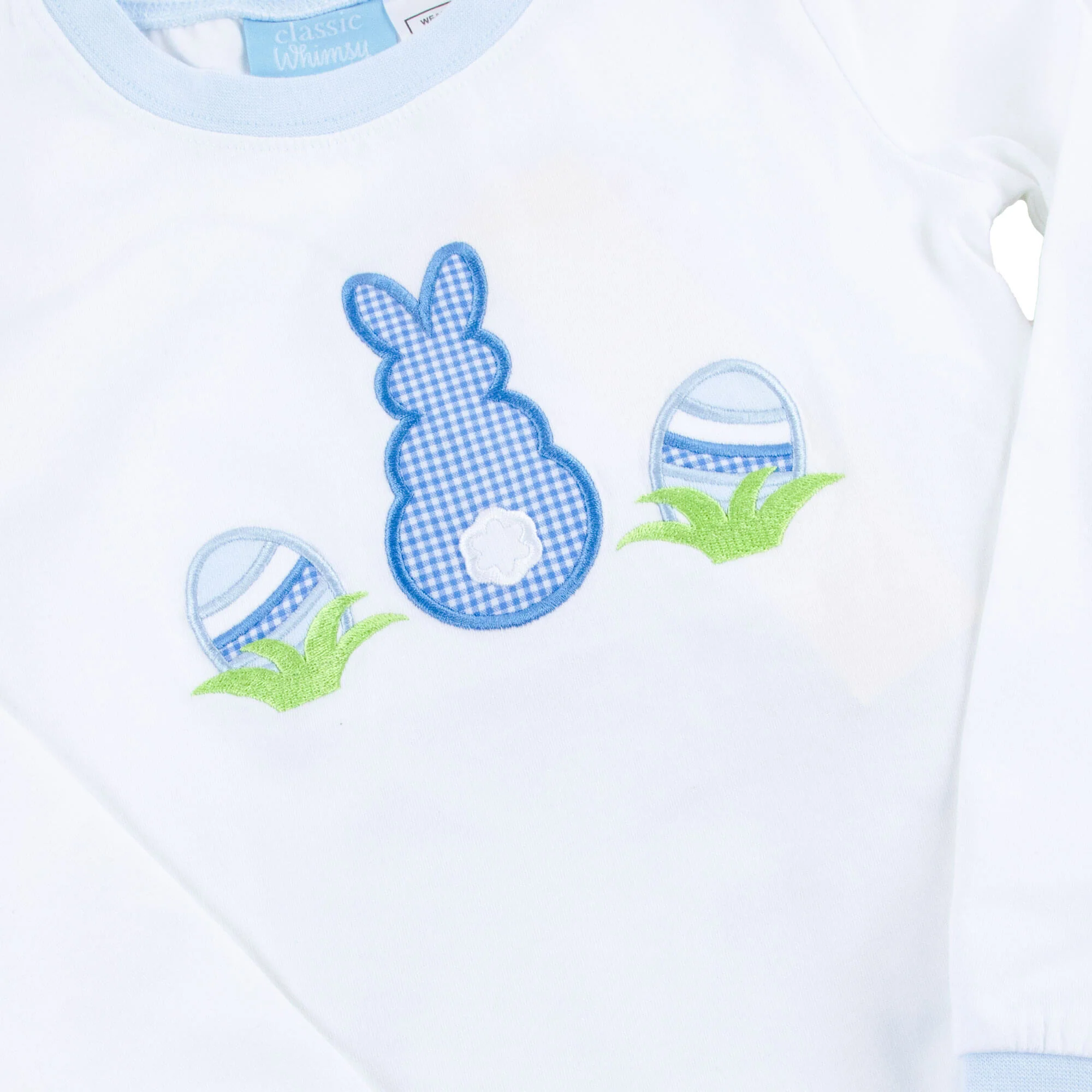 Easter Bunny Blue Trim Green Stripe Pajamas - Image 3