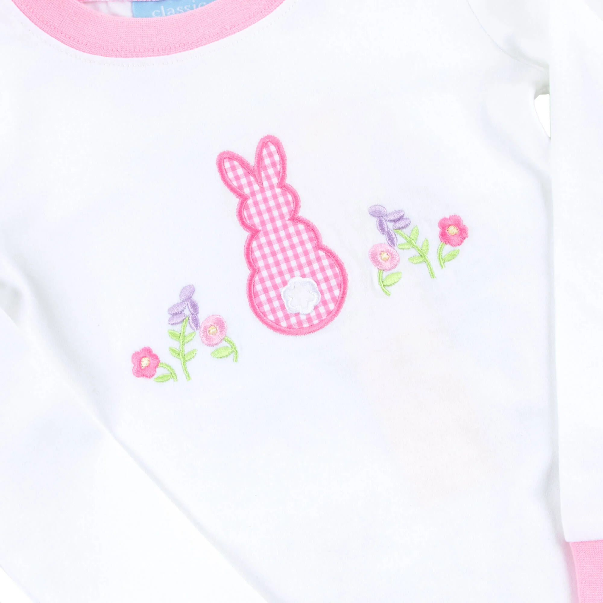 Easter Bunny Pink Trim Green Stripe Pajamas - Image 4