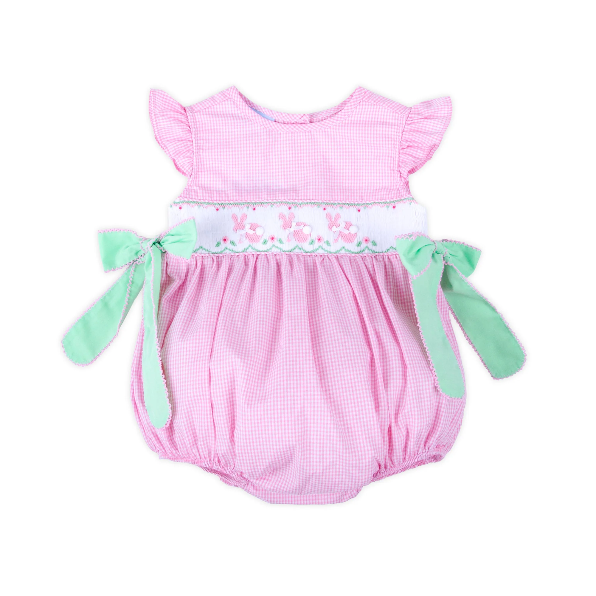 Easter Bunny Smocked Pink Gingham Beverly Bubble - Image 2