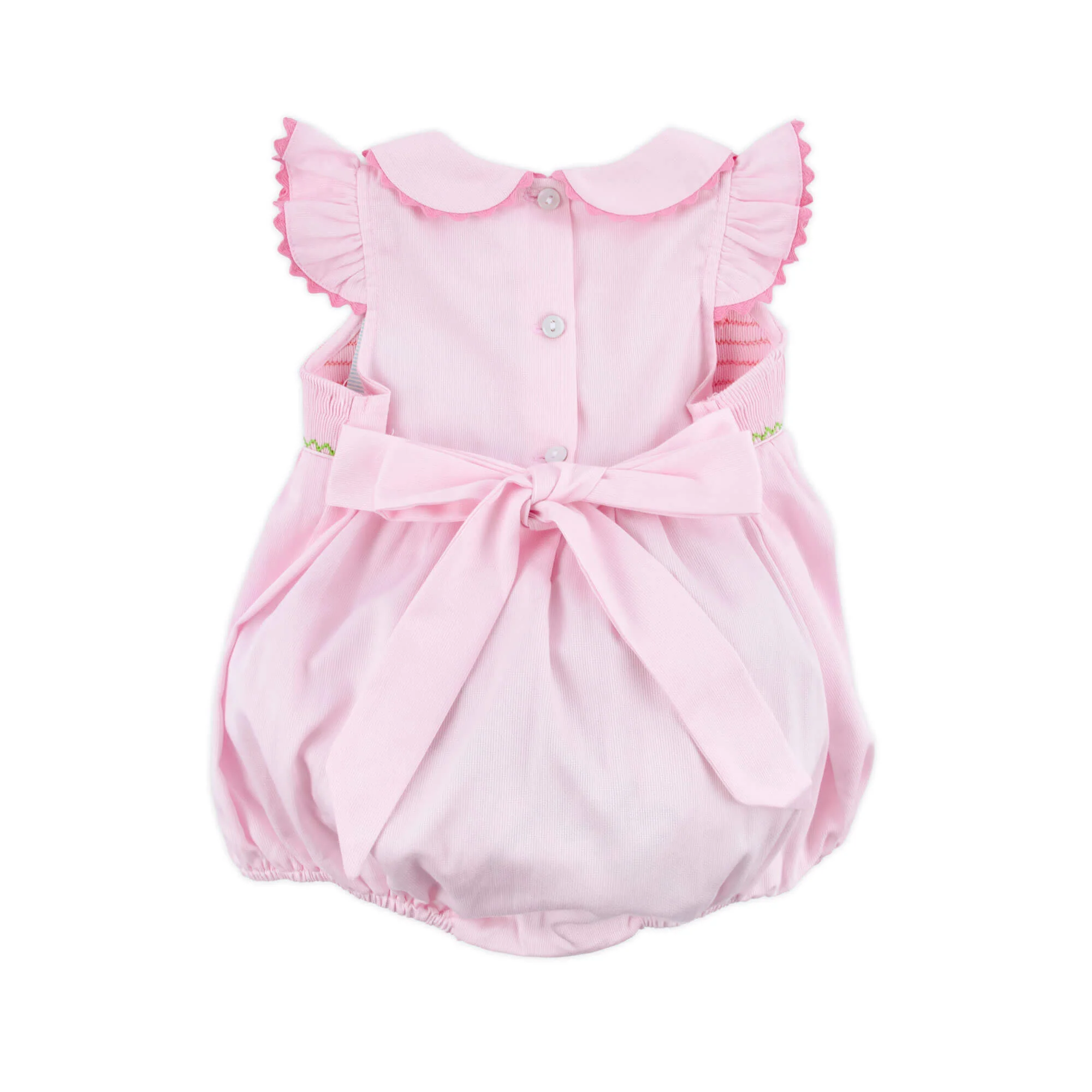 Easter Celebration Pink Pique Smocked Collared Bubble - Image 3