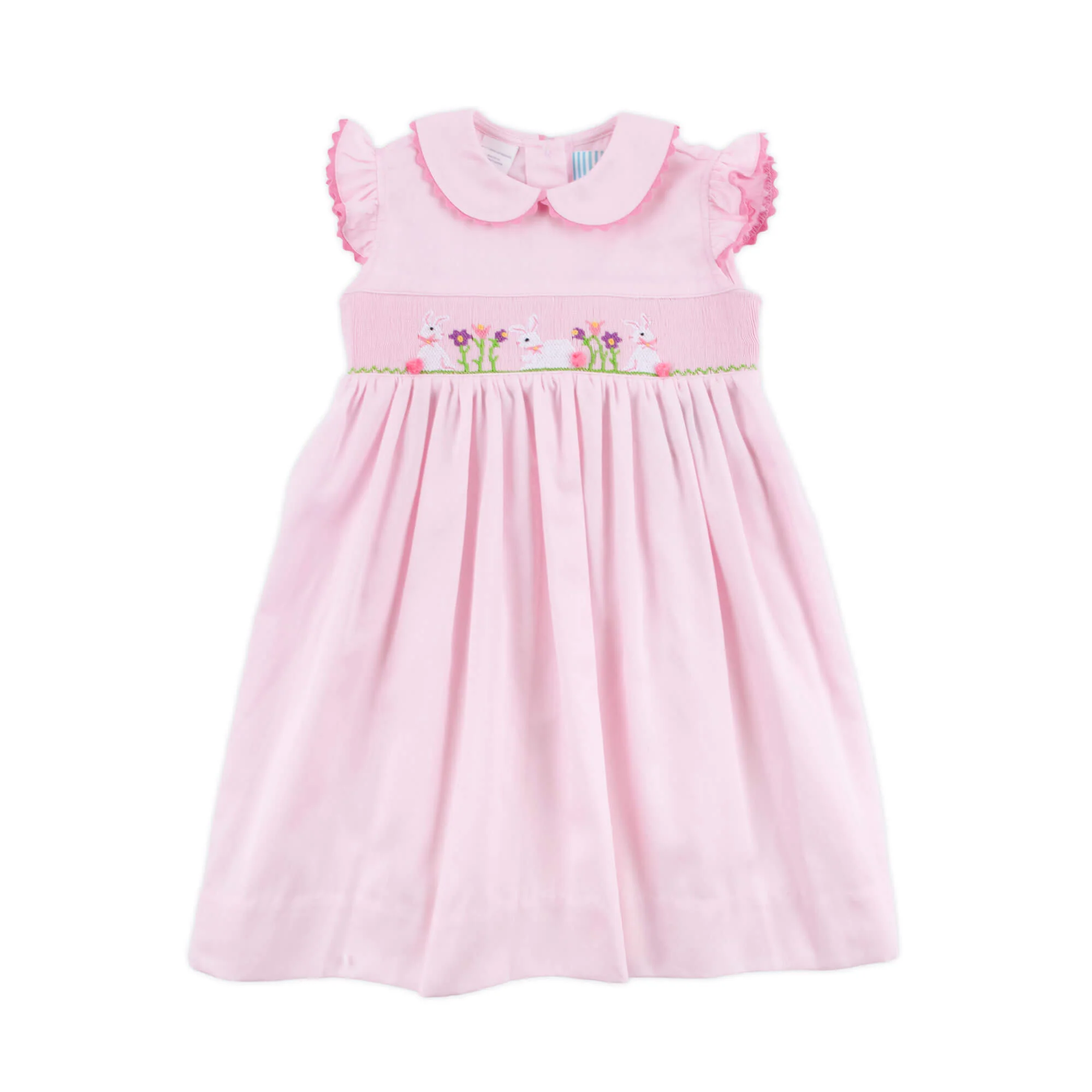 Easter Celebration Pink Pique Smocked Collared Dress - Image 4