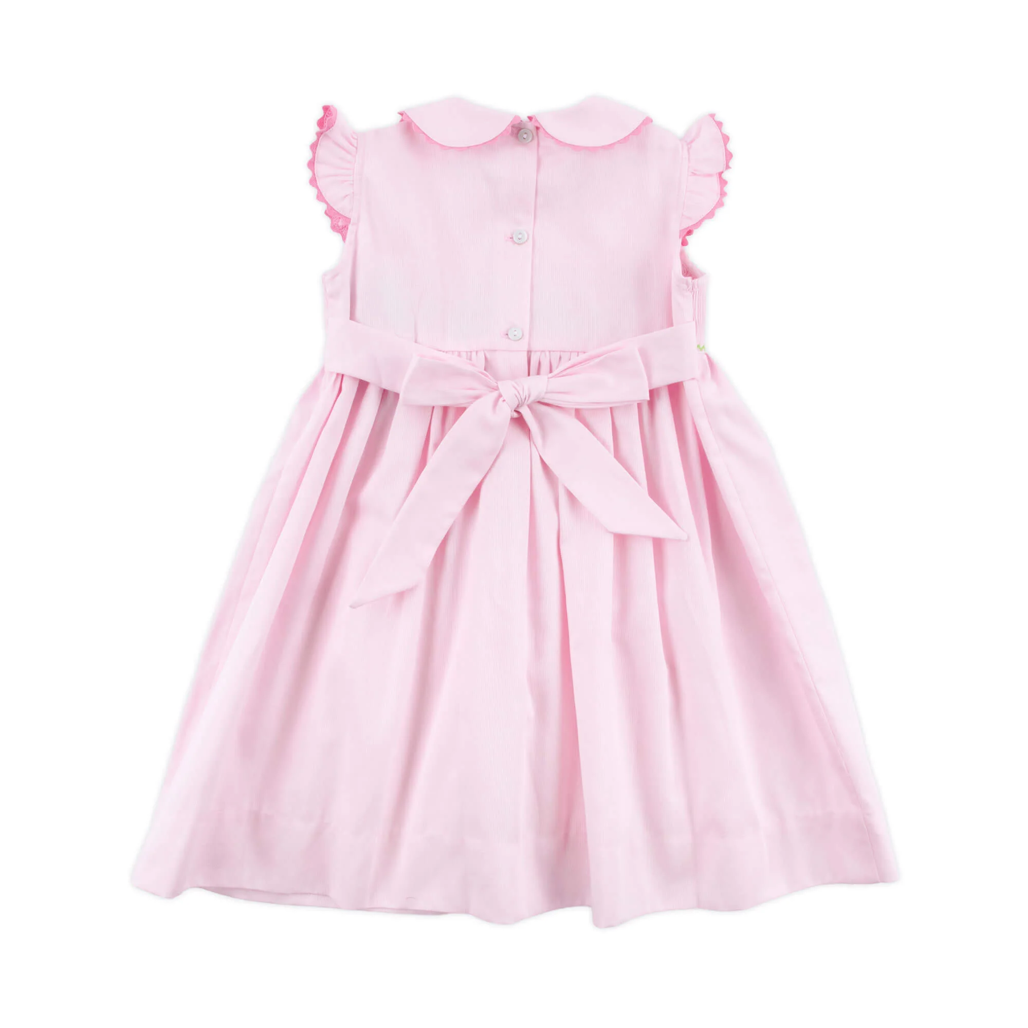 Easter Celebration Pink Pique Smocked Collared Dress - Image 7