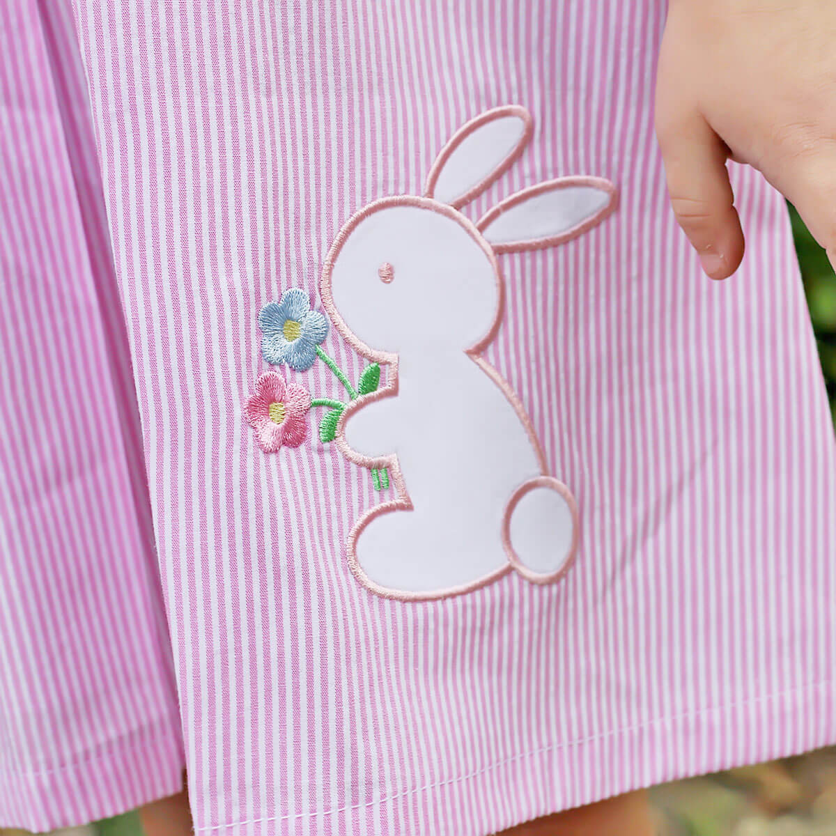 Easter Delight Pink Stripe Bunny Claire Dress - Image 2