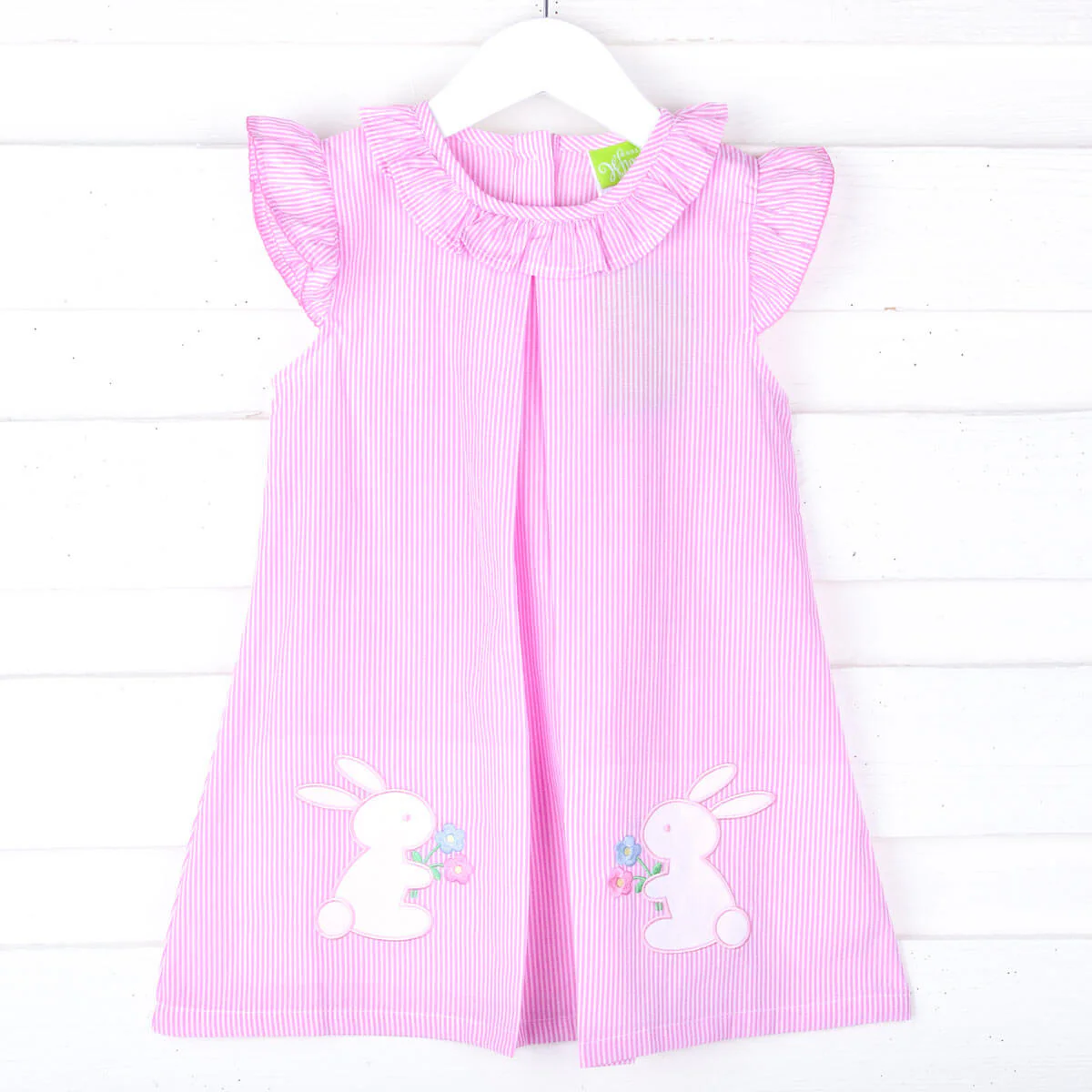 Easter Delight Pink Stripe Bunny Claire Dress - Image 3
