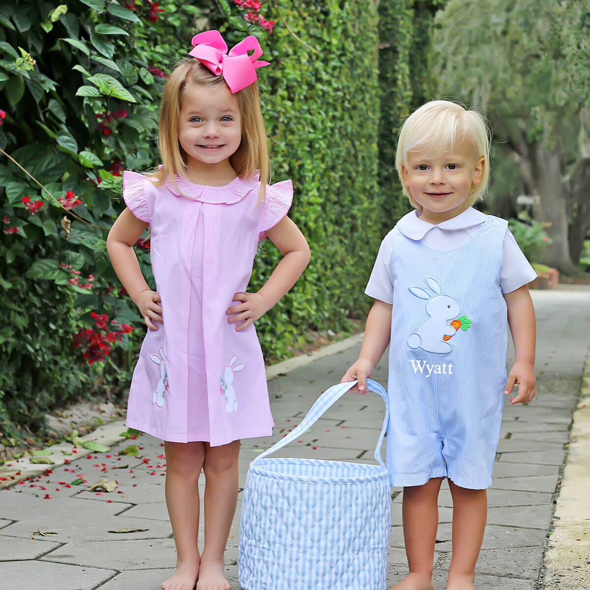 Easter Delight Pink Stripe Bunny Claire Dress - Image 4