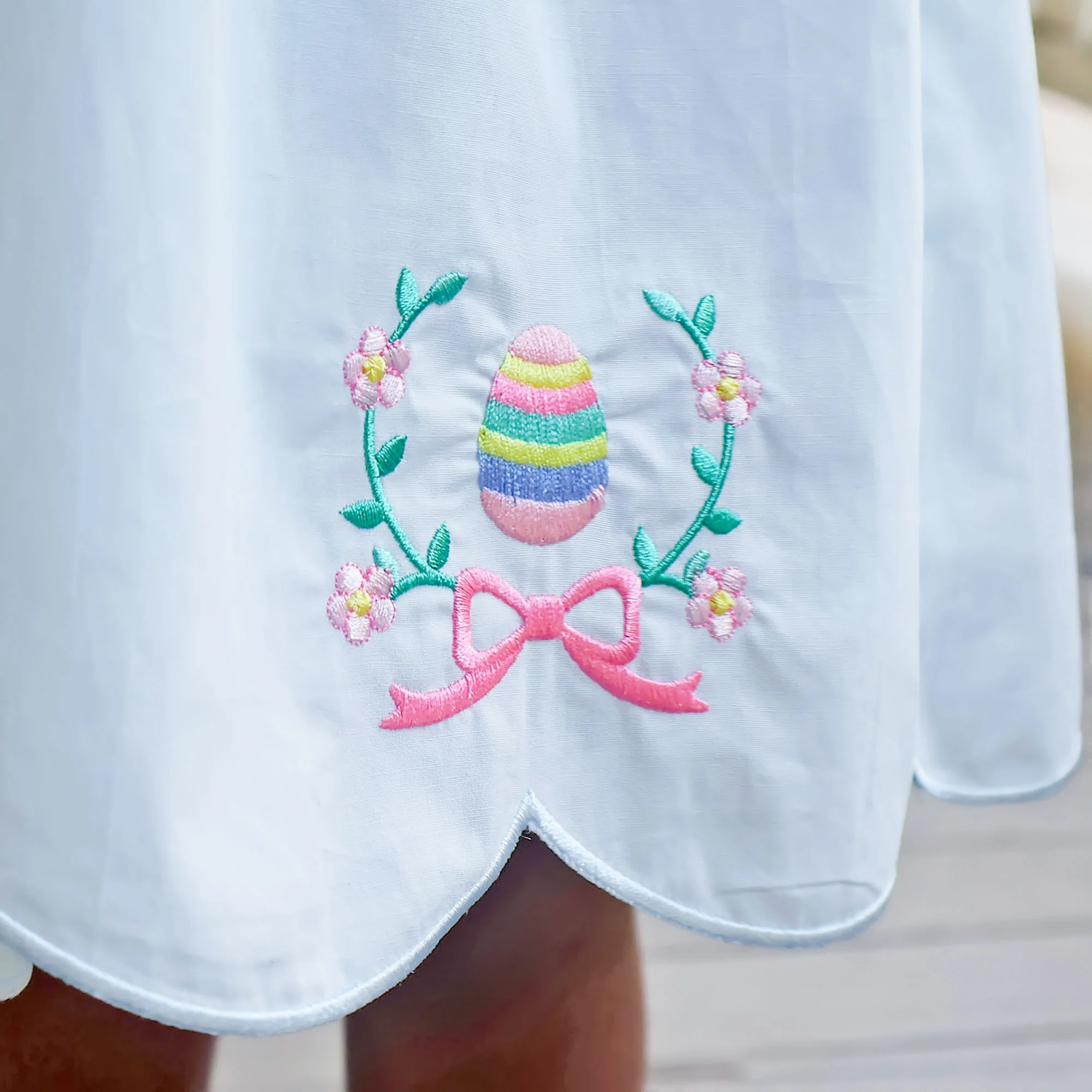 Easter Eggs & Bows Light Blue Lacey Dress - Image 2