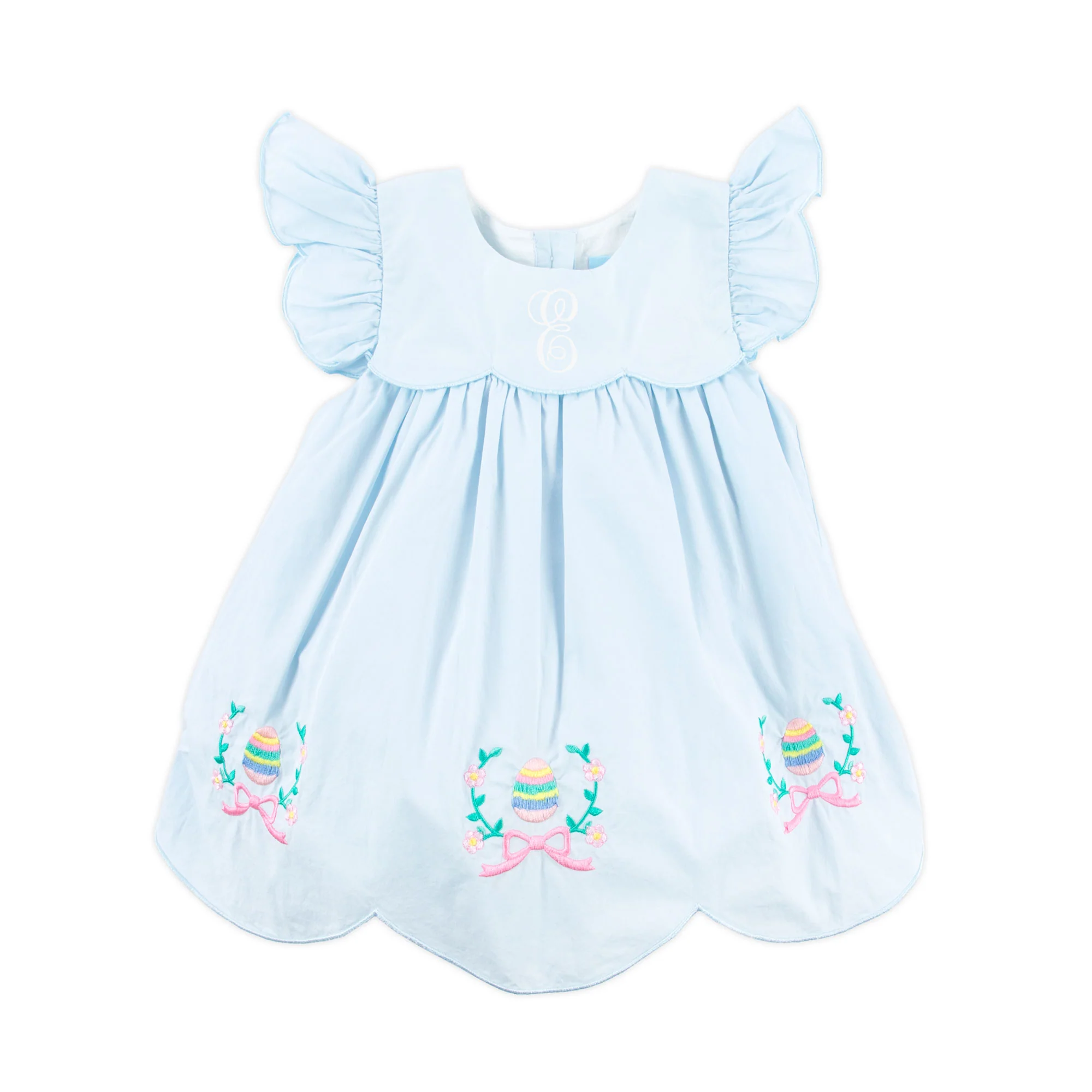 Easter Eggs & Bows Light Blue Lacey Dress - Image 3