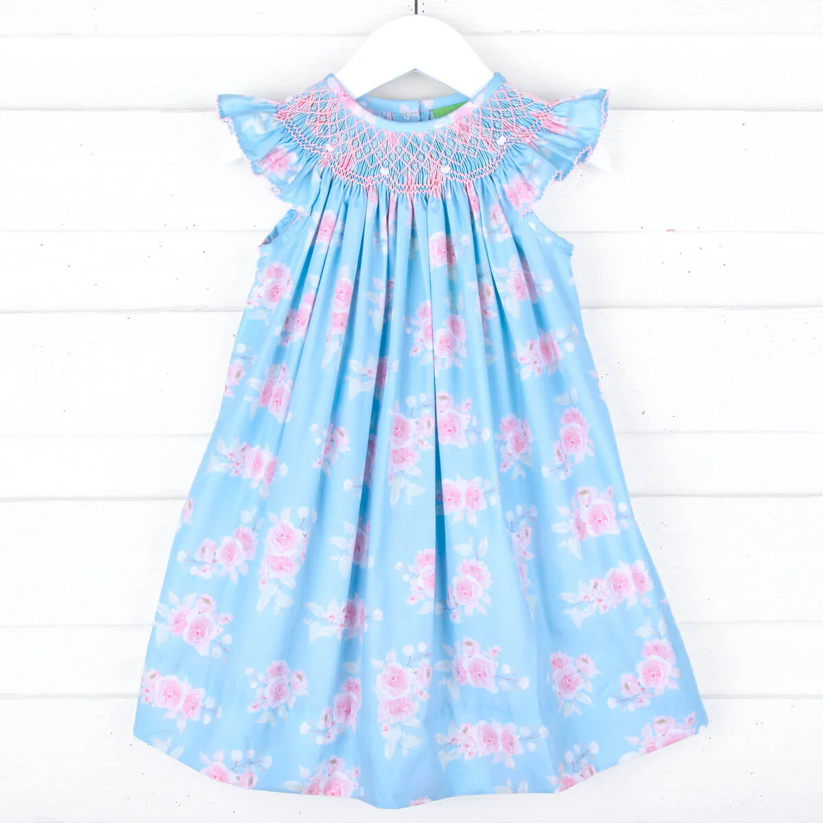 Easter Flowers Smocked Angel Sleeve Dress - Image 2