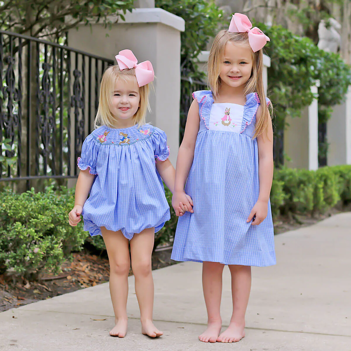 Storybook Smocked Blue Windowpane Bubble - Image 8
