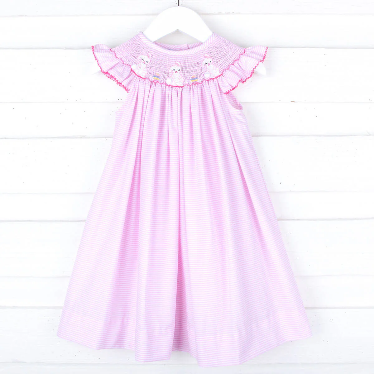 Easter Fun Pink Stripe Smocked Dress - Image 3