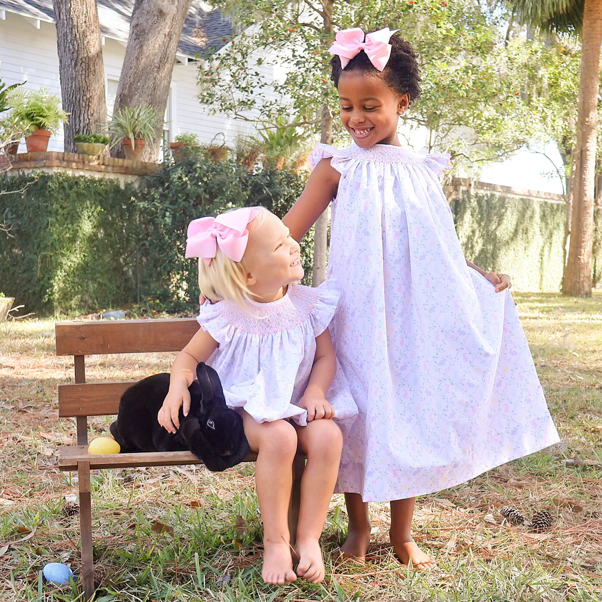 Easter Vine Smocked White Dress - Image 3