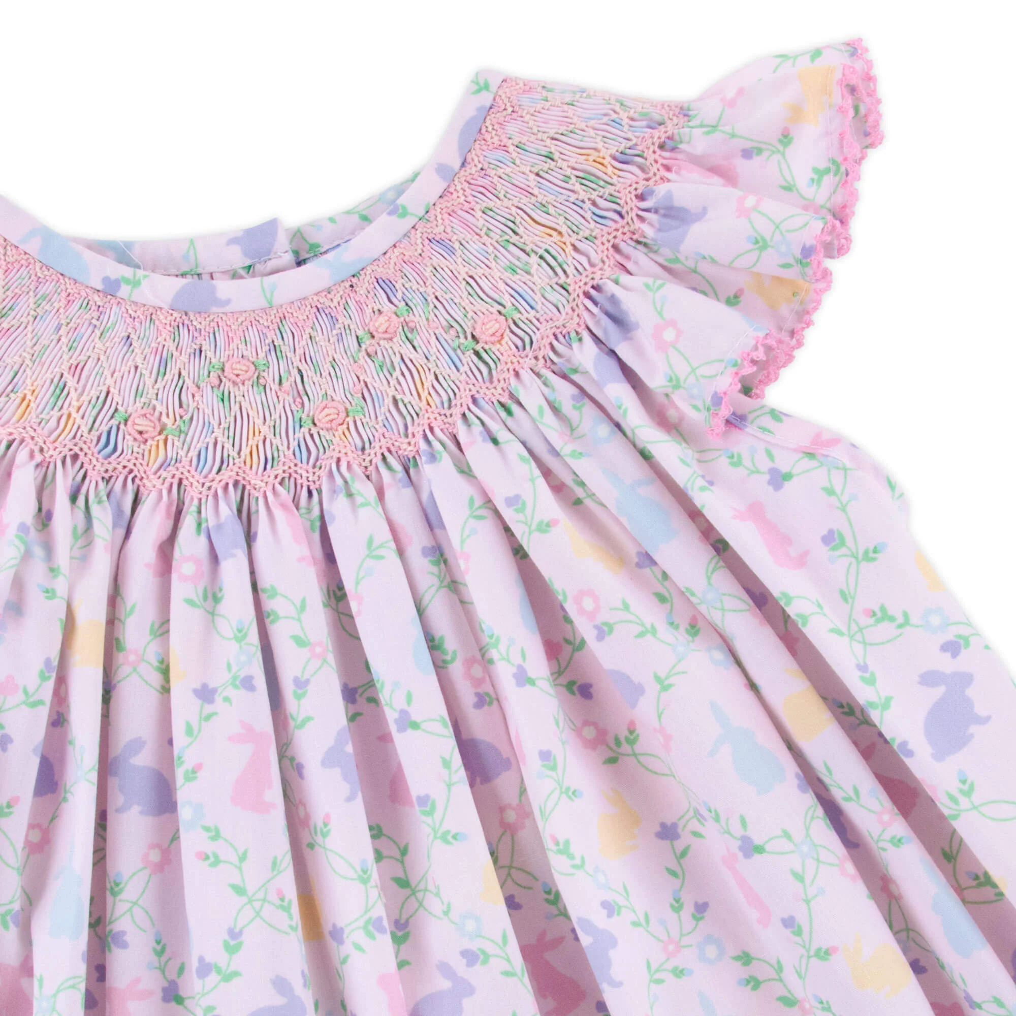 Easter Vine Smocked White Dress - Image 4