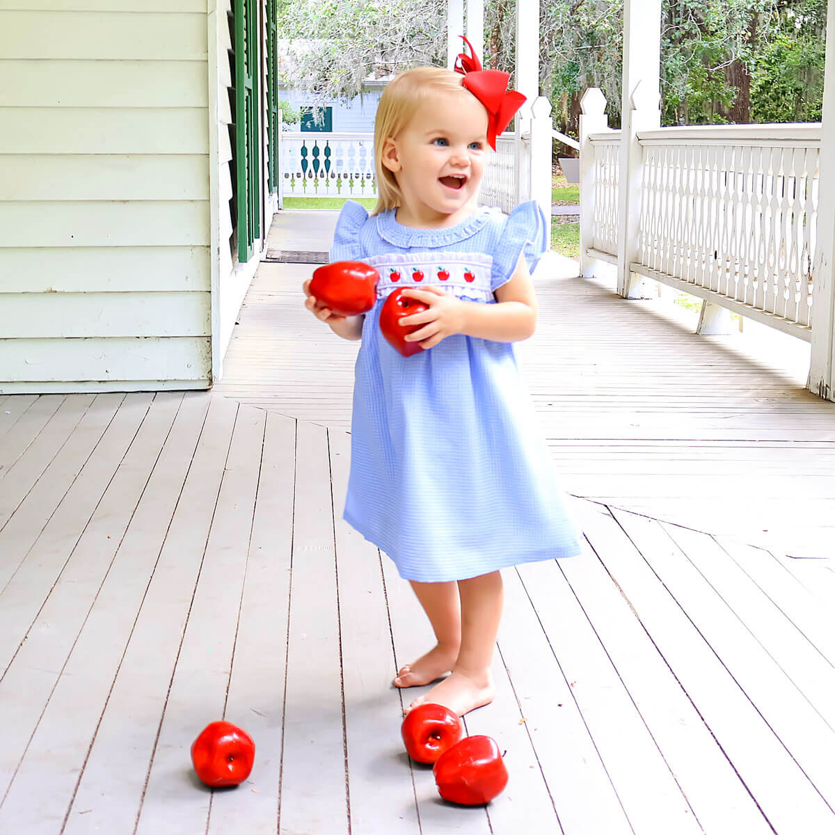 Apple Blue Windowpane Ruffle Collared Dress - Image 2
