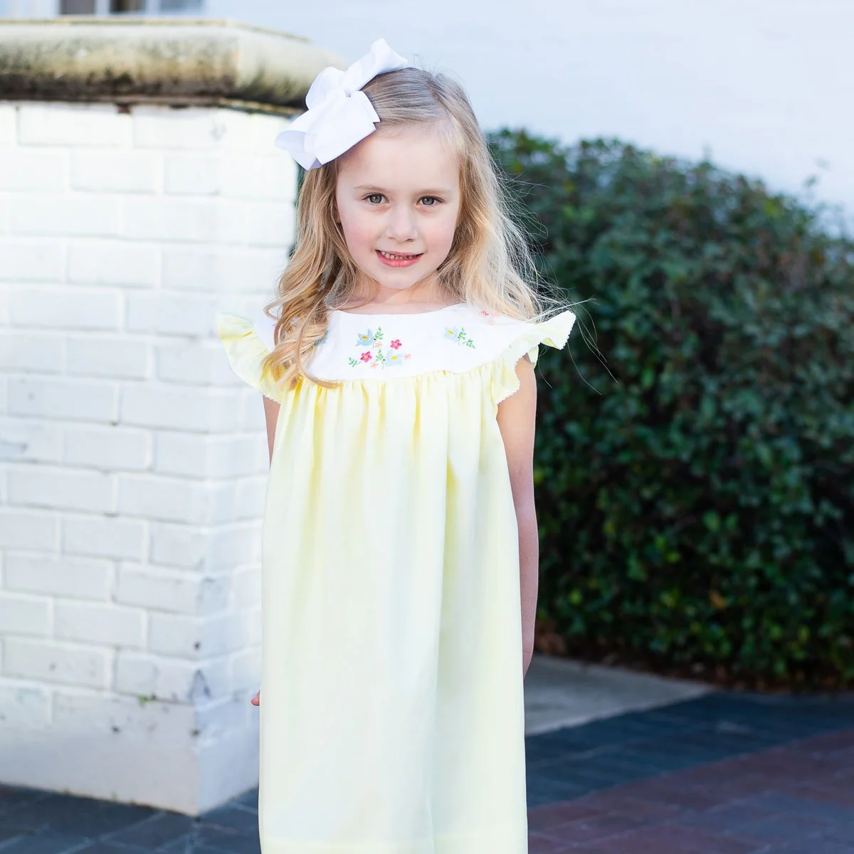 Embroidered Bird Pique Dress Yellow - Image 2