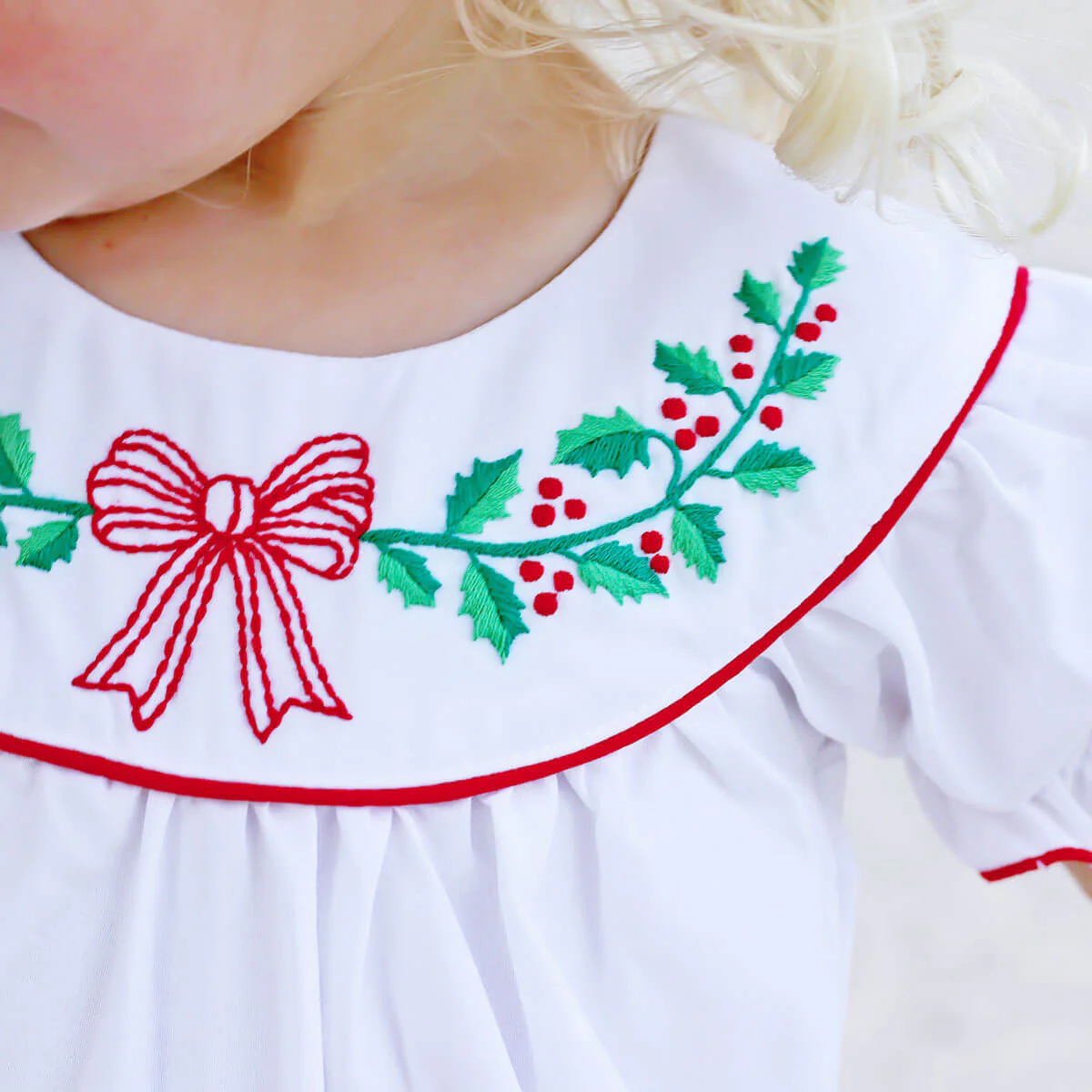 Embroidered Christmas Holly Bow Bubble - Image 4