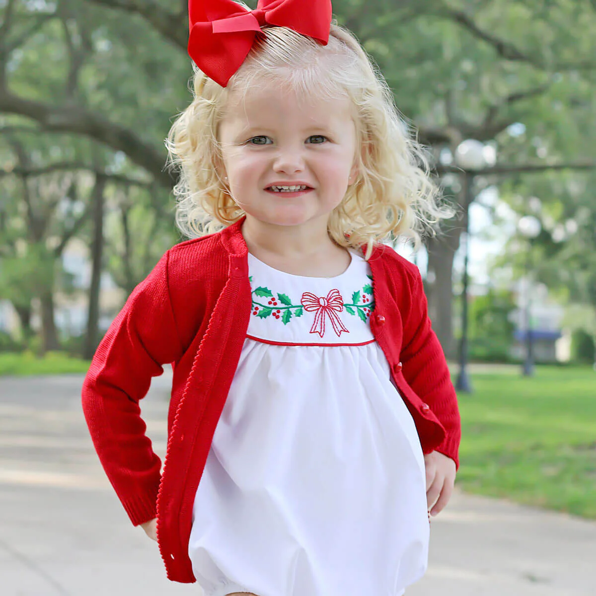 Embroidered Christmas Holly Bow Bubble - Image 5