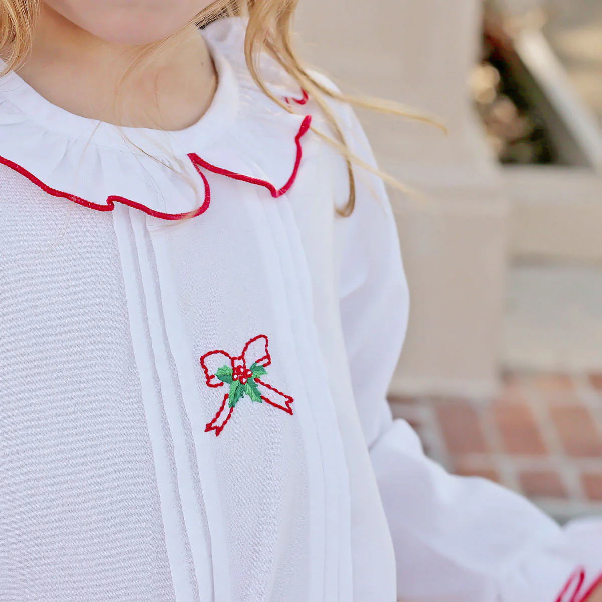 Embroidered Christmas Holly Bow Nightgown - Image 2
