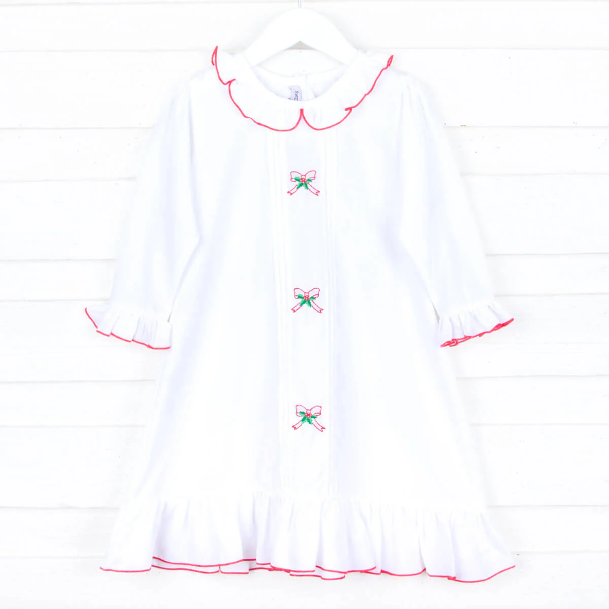 Embroidered Christmas Holly Bow Nightgown - Image 3