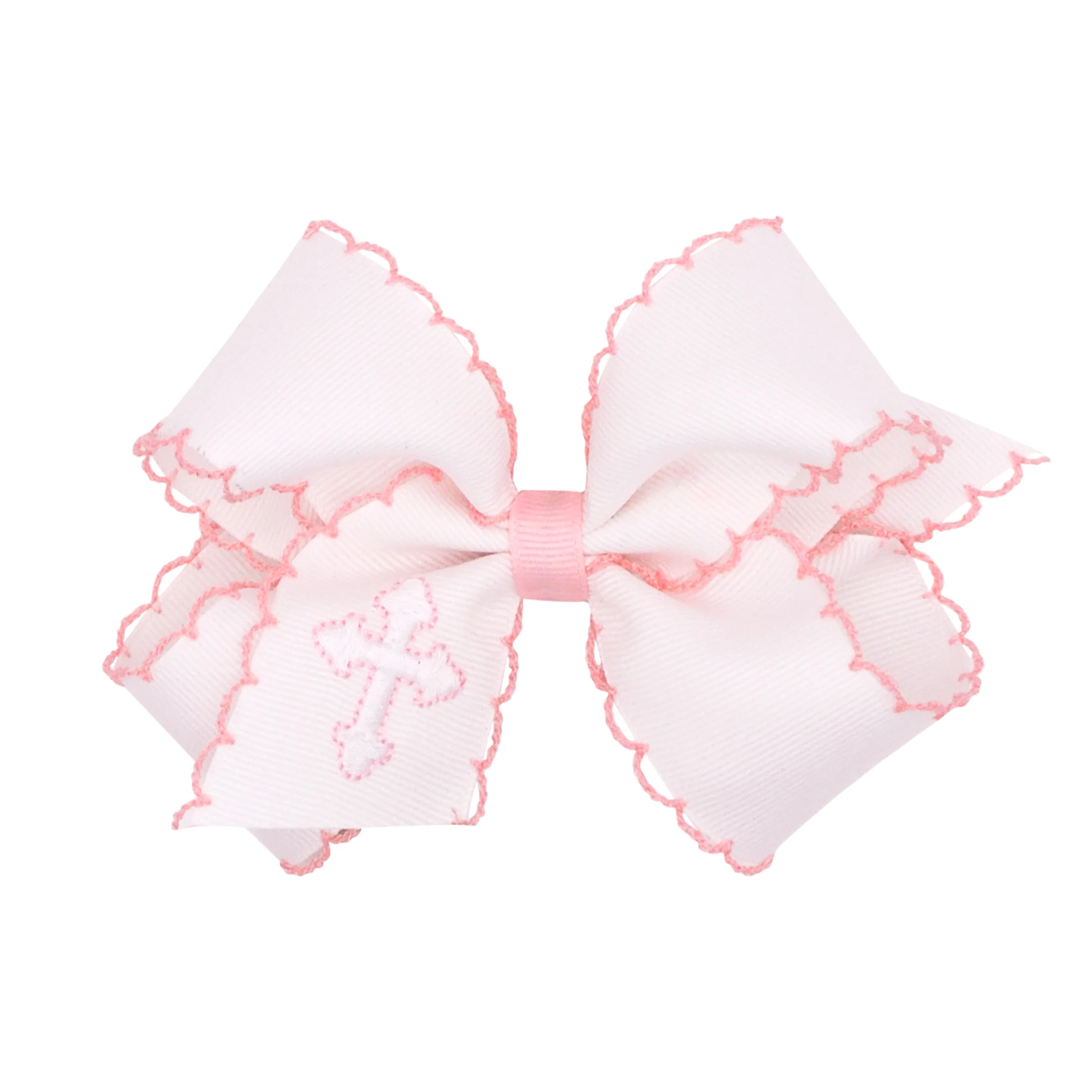 Embroidered Cross Moonstitch Bow White - Image 2