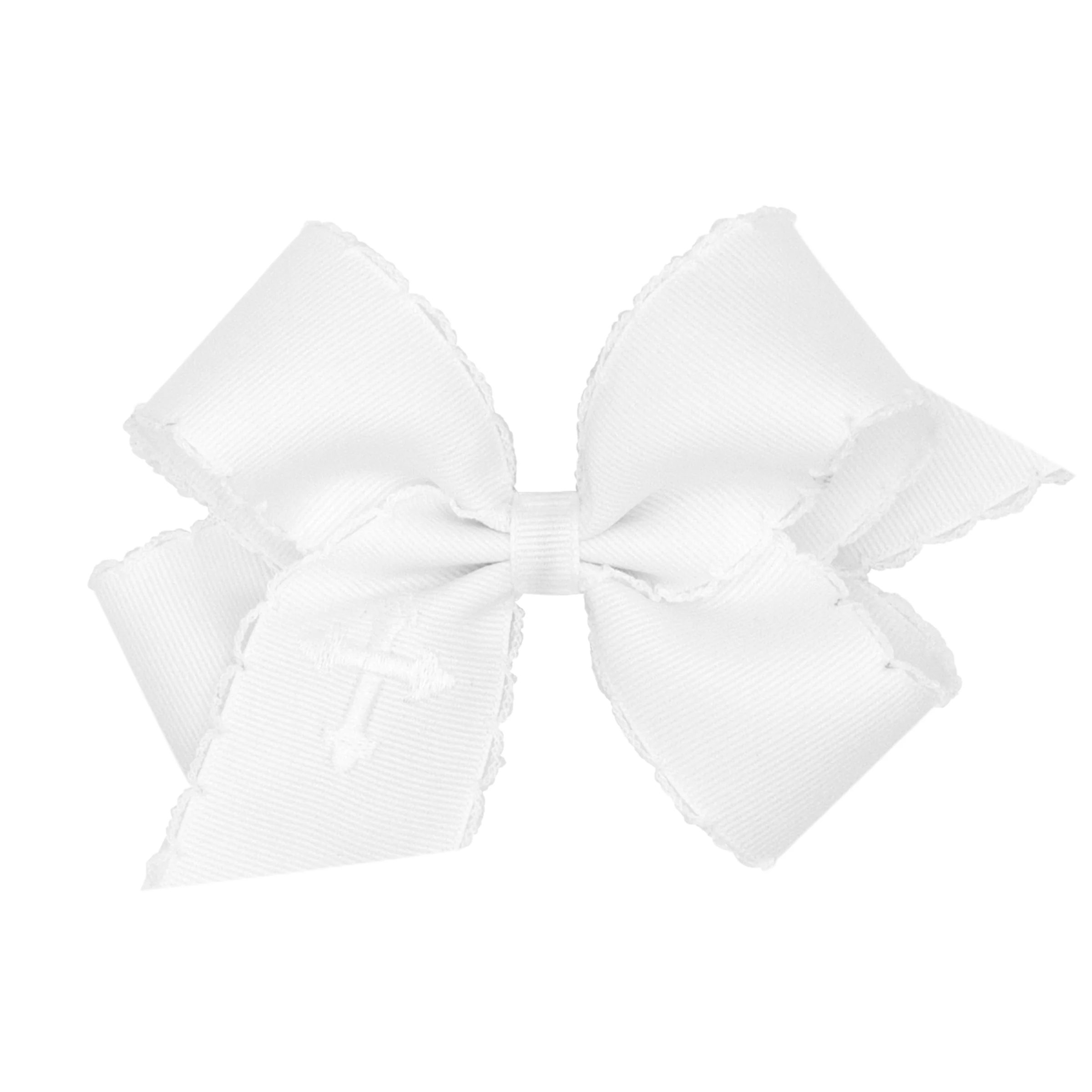 Embroidered Cross Moonstitch Bow White - Image 3