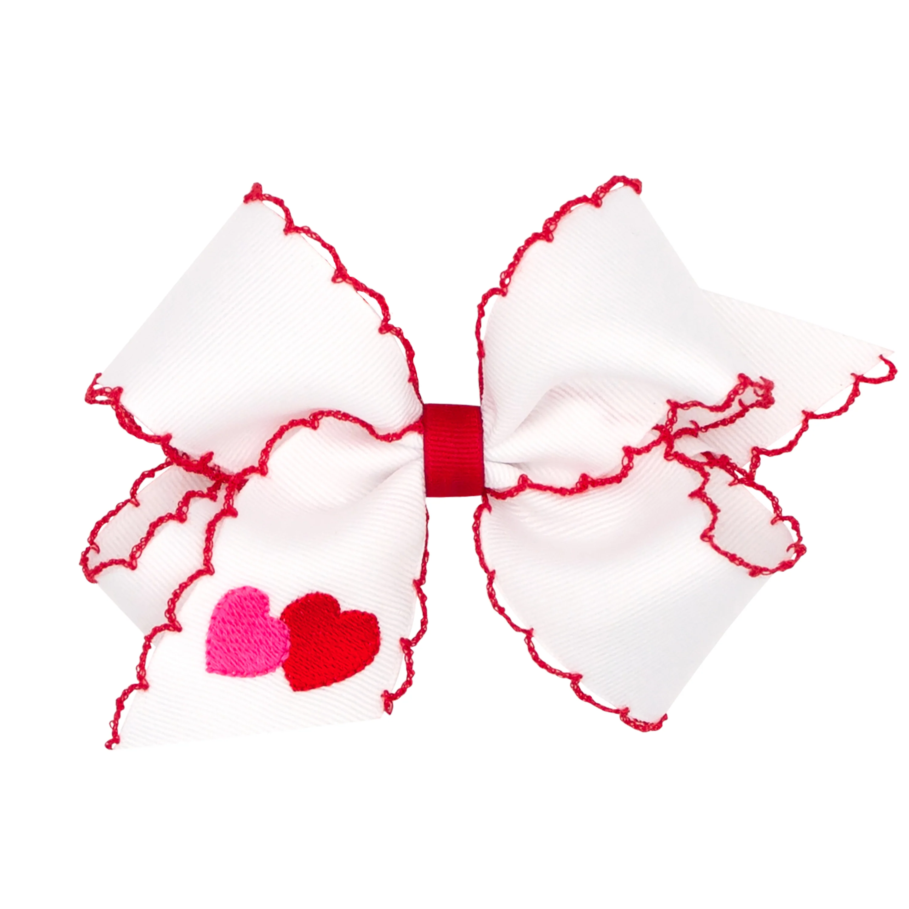 Embroidered Double Heart Moonstitch Bow - Image 2