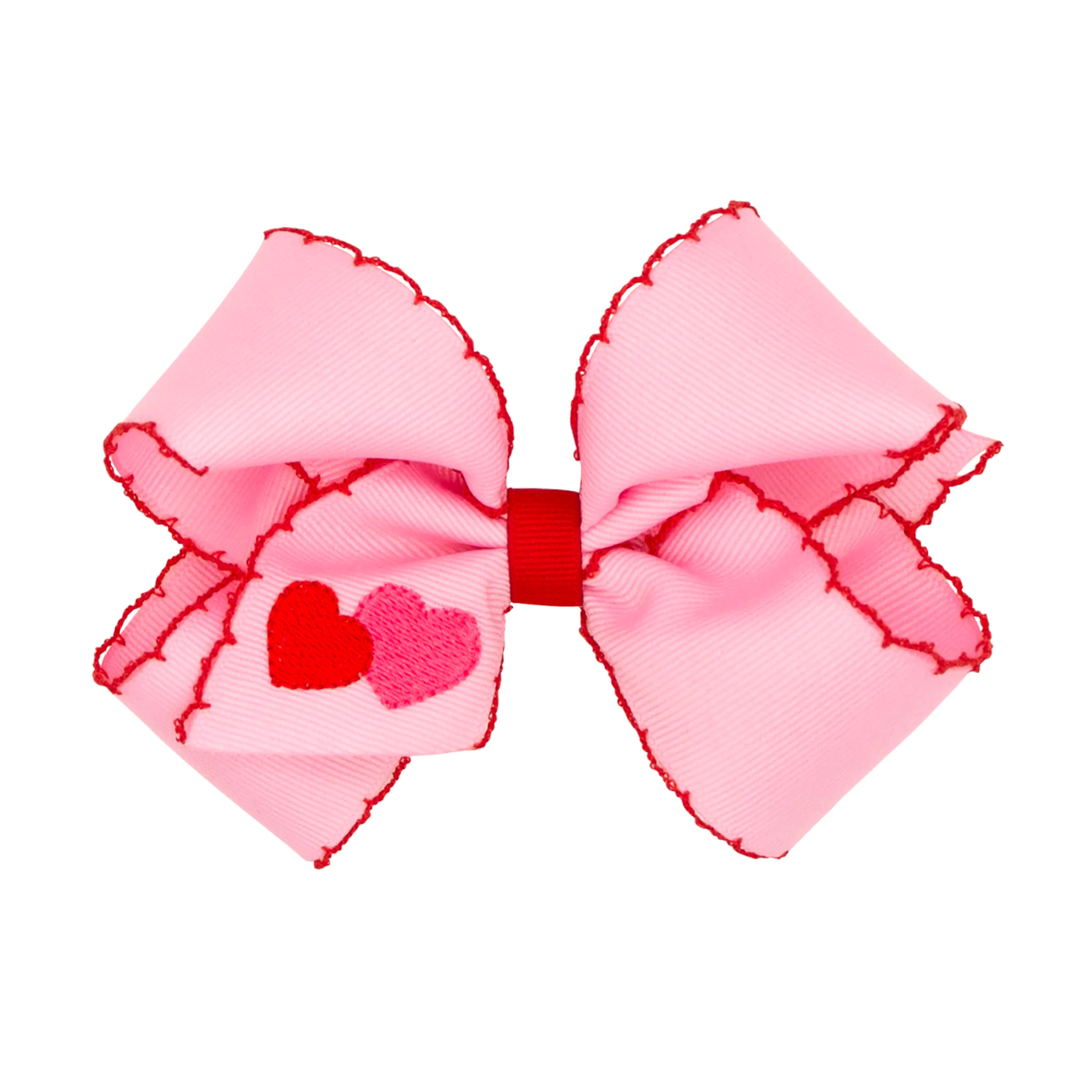 Embroidered Double Heart Moonstitch Bow - Image 3
