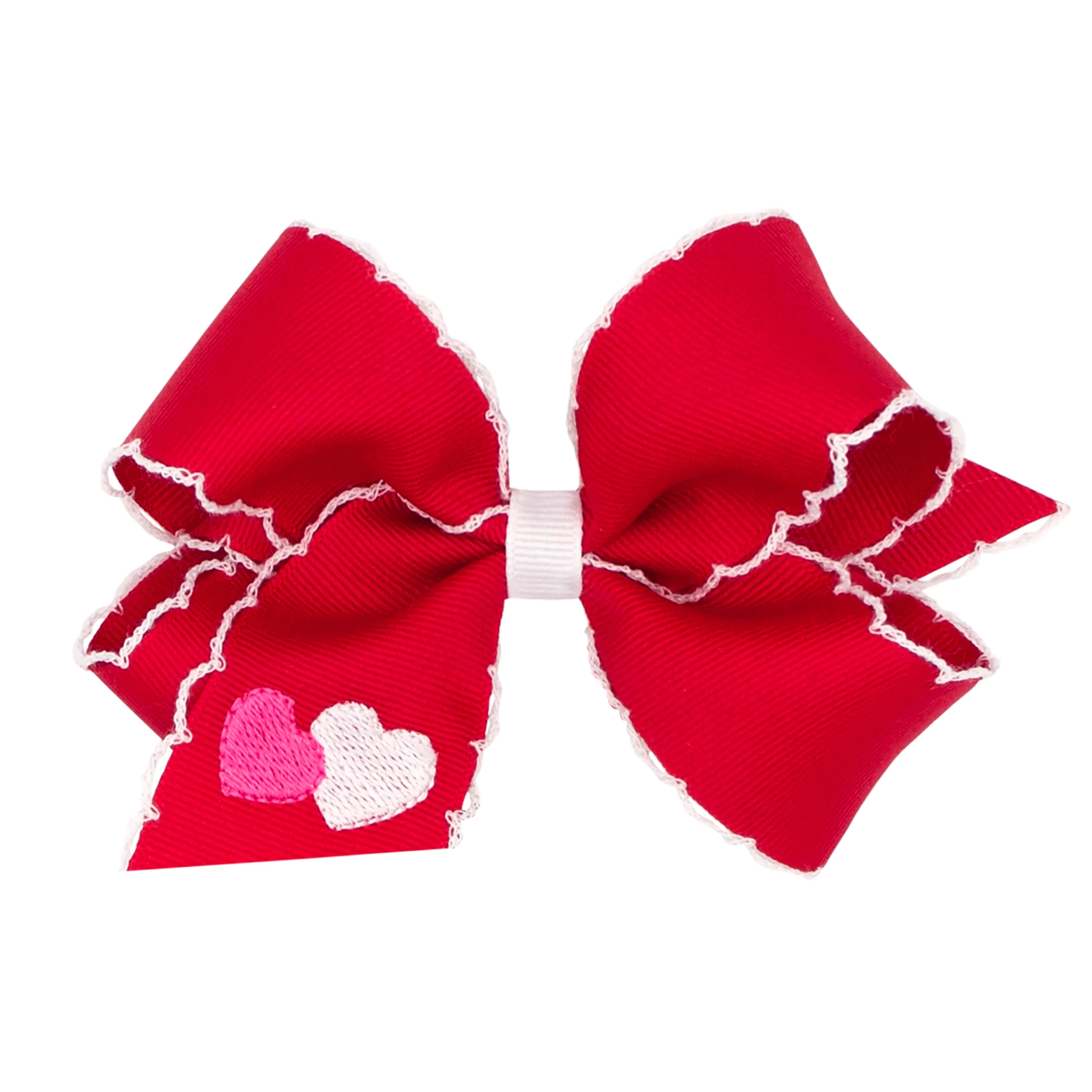 Embroidered Double Heart Moonstitch Bow - Image 4