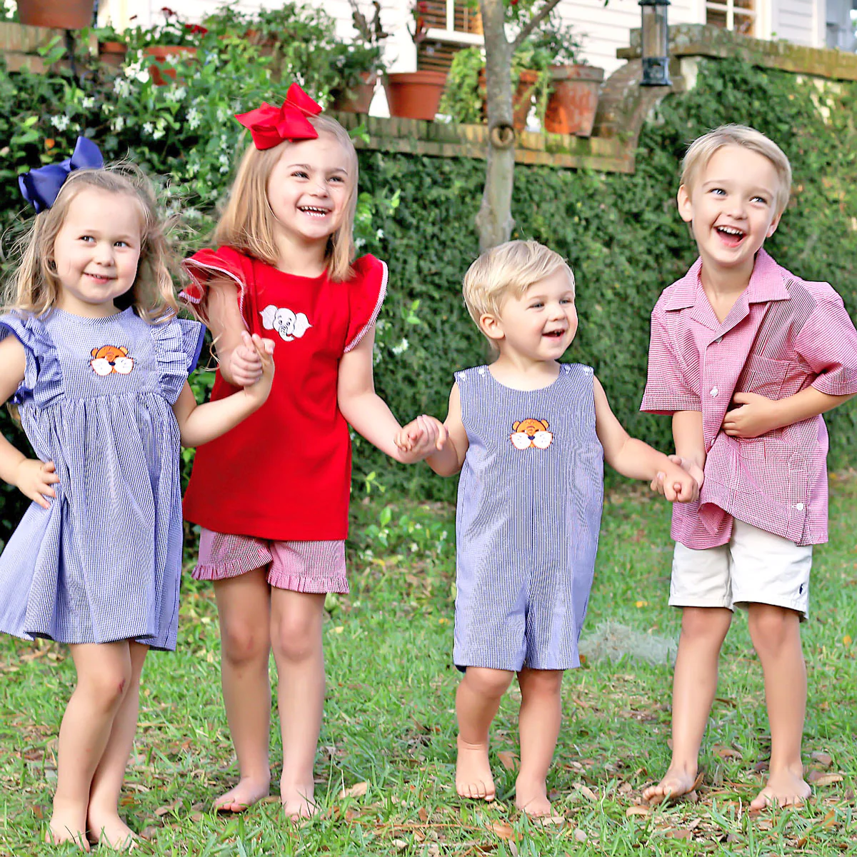 Embroidered Elephant Short Set Red Gingham - Image 7