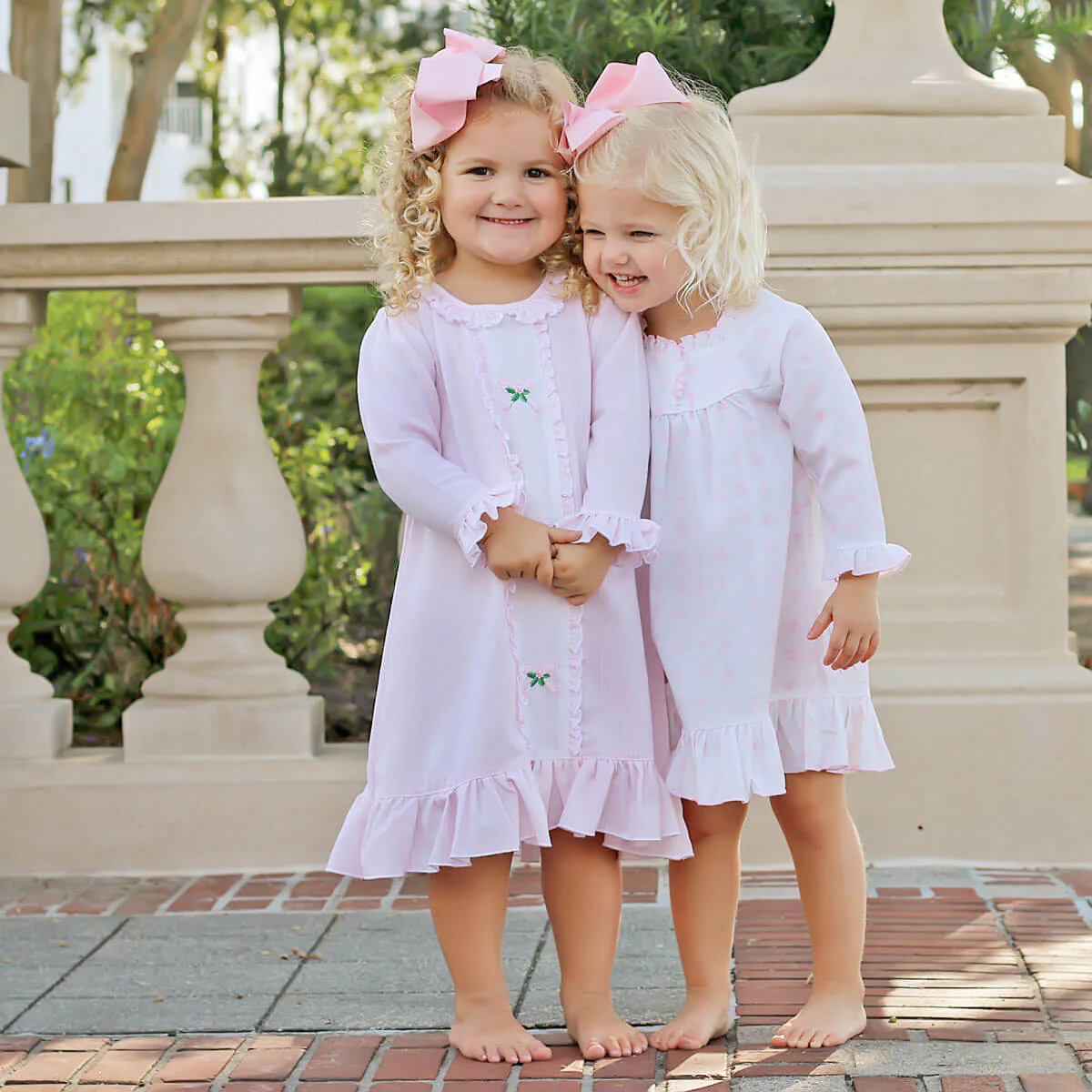 Embroidered Holly and Bow Pink Nightgown - Image 4