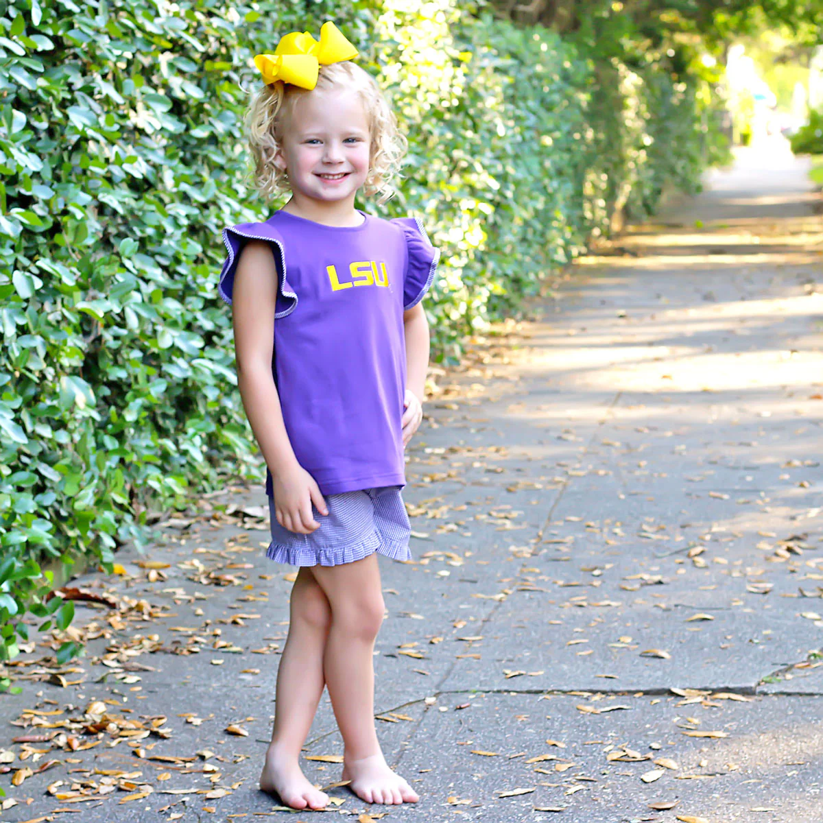 Embroidered LSU Short Set Check - Image 5