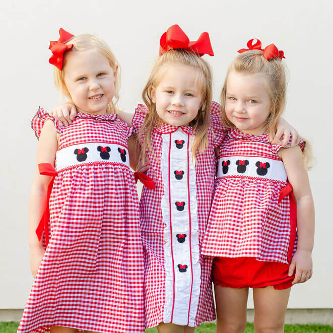 Mouse Ears Center Embroidered Red Dress - Image 2