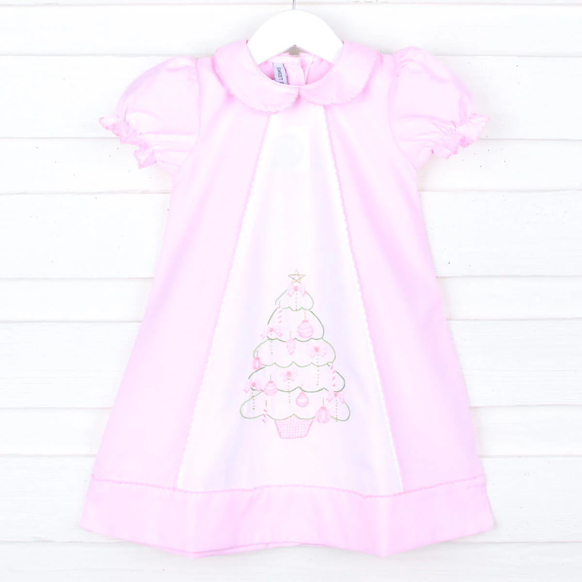 Embroidered Pink Christmas Tree Dress - Image 2