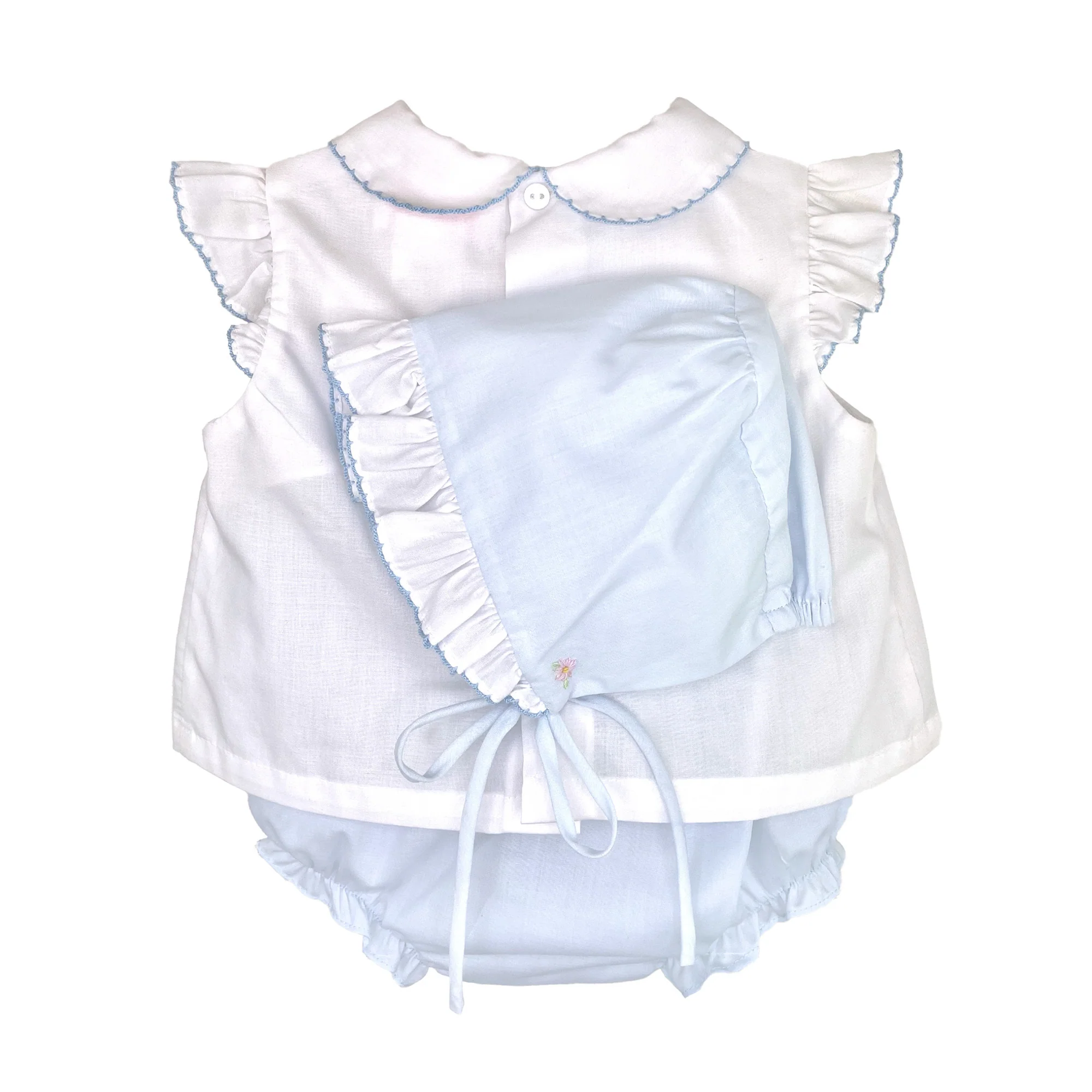 Embroidered Sailboat Bloomer Set with Bonnet - Image 2