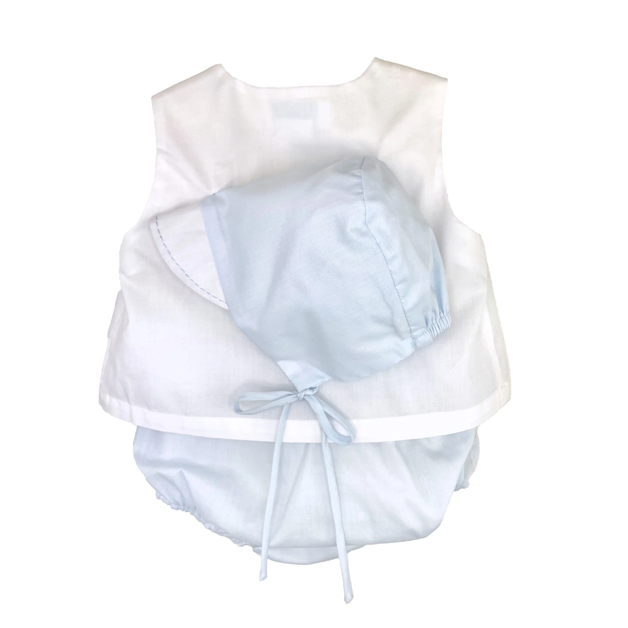 Embroidered Sailboat Boy Bloomer Set with Bonnet - Image 2