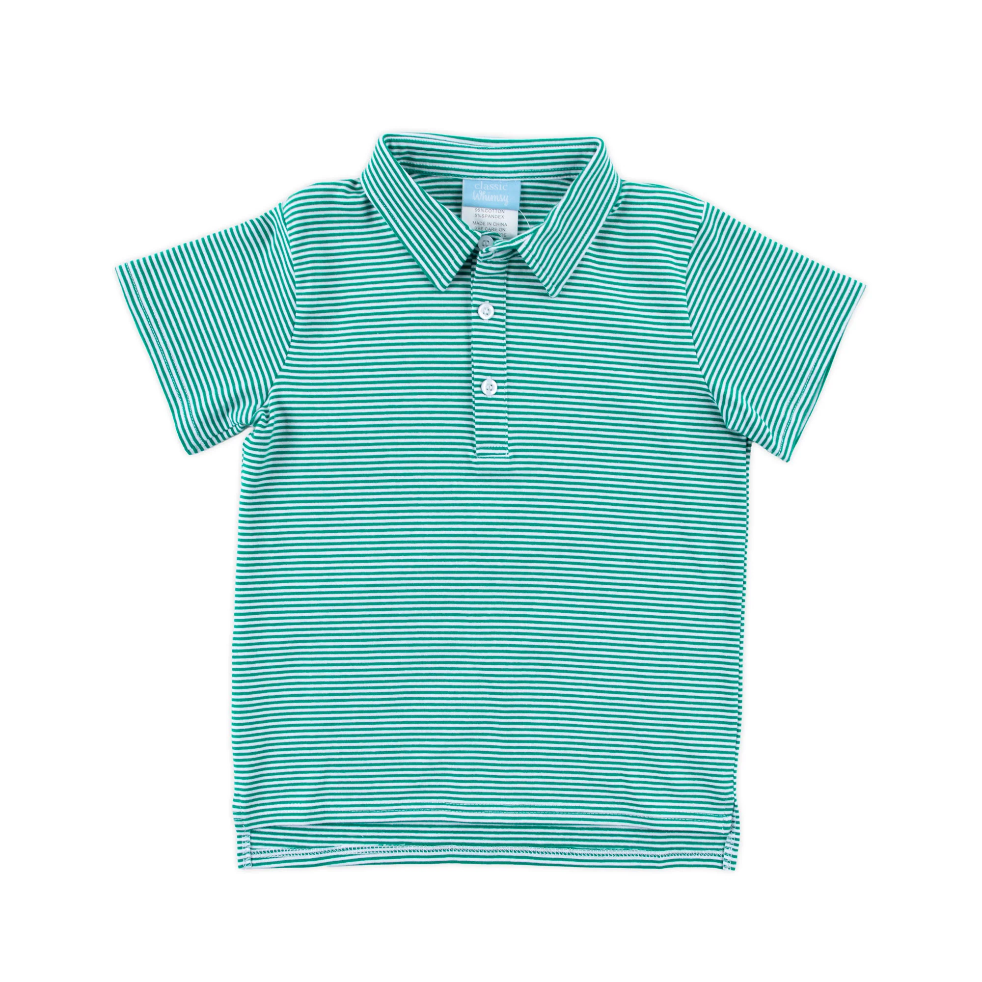 Emerald Green Stripe Knit Short Sleeve Polo - Image 7