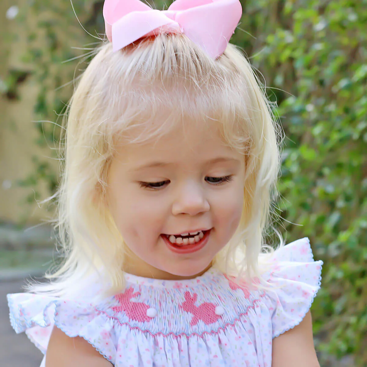 Enchanted Floral Bunny Smocked Bubble - Image 2