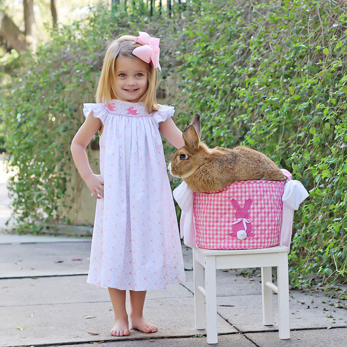 Enchanted Floral Bunny Smocked Dress - Image 2