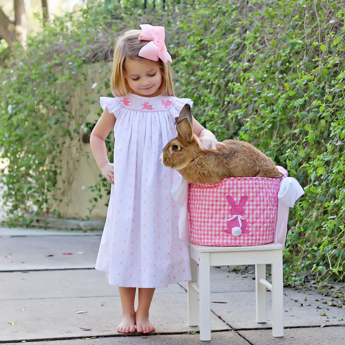 Enchanted Floral Bunny Smocked Dress - Image 4