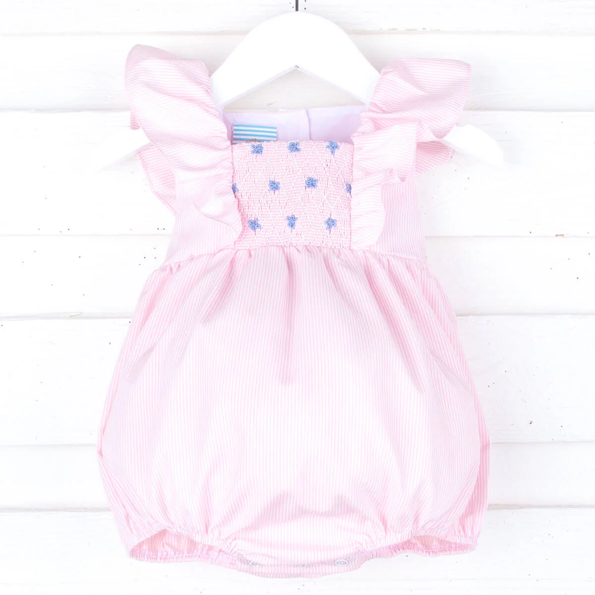 Pink Stripe Smocked Hannah Bubble - Image 2
