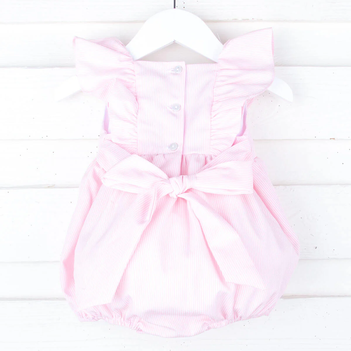 Pink Stripe Smocked Hannah Bubble - Image 4