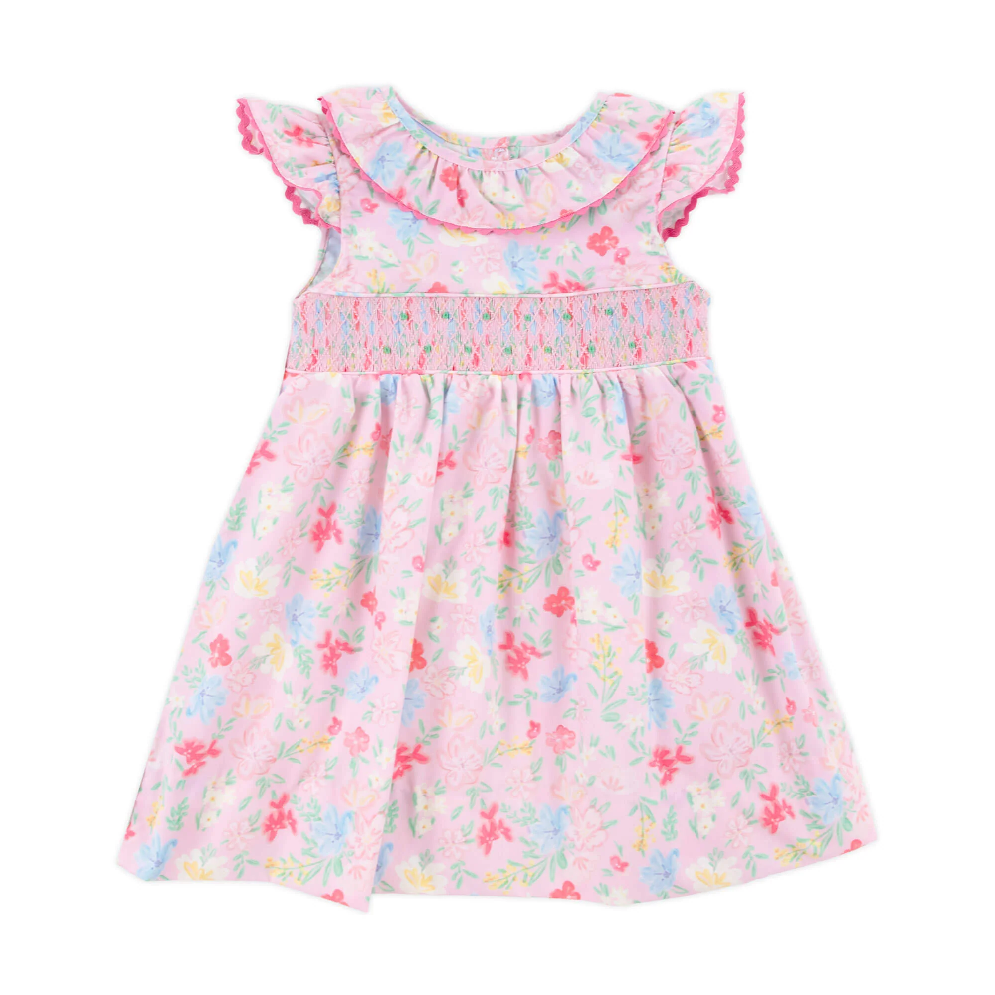 Evergrace Floral Pink Smocked Collared Dress - Image 2